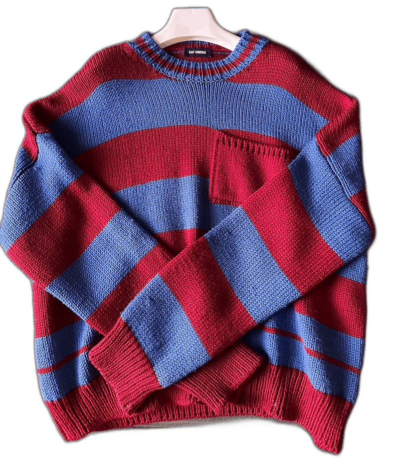 Raf Simons raf simons red blue striped knit sweater Size US M / EU 48-50 / 2 - 1 Thumbnail