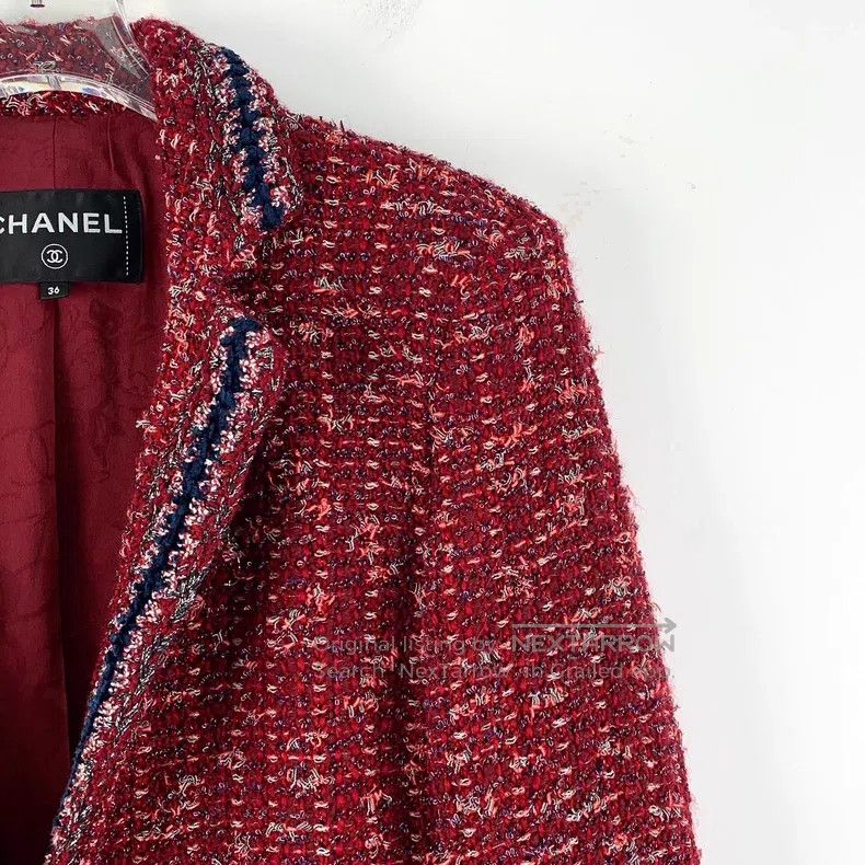 Chanel Chanel Red wool lapel single-breasted long-sleeved woven t Size XS / US 0-2 / IT 36-38 - 3 Thumbnail