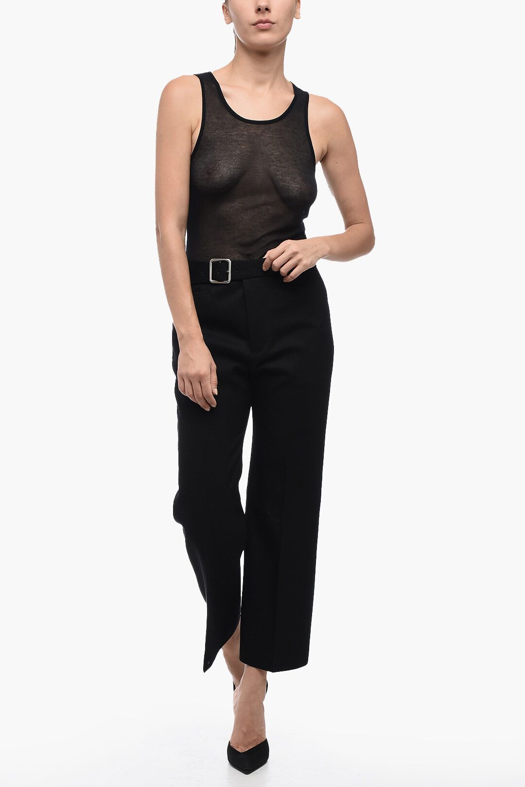 Jil Sander og1mm1225 Grain de Poudre Wool Flared Pant in Black Size 32" / US 10 / IT 46 - 4 Thumbnail