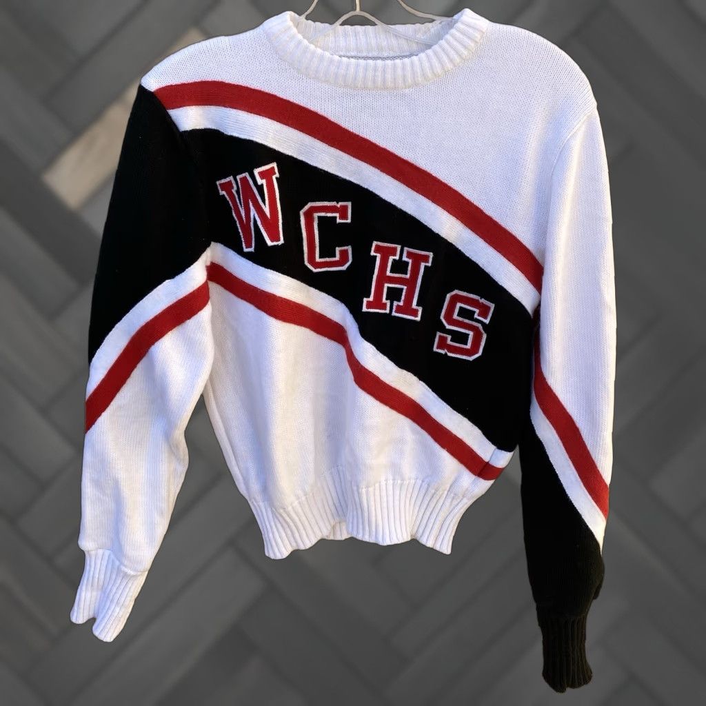 Vintage VINTAGE Dehen Cheerleader Sweater WCHS White Black Red Acrylic Knit Size M Size M / US 6-8 / IT 42-44 - 1 Thumbnail