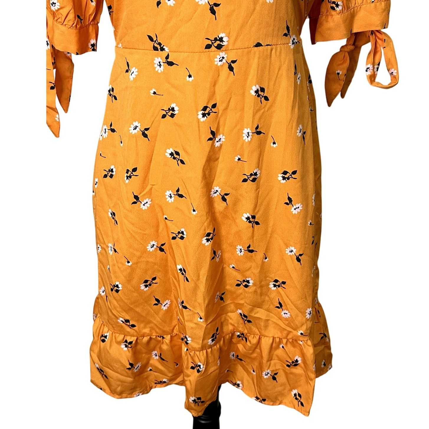 Other Vero Mada Womens Orange Floral Tie Short Sleeve Mini Dress M Size M / US 6-8 / IT 42-44 - 4 Thumbnail