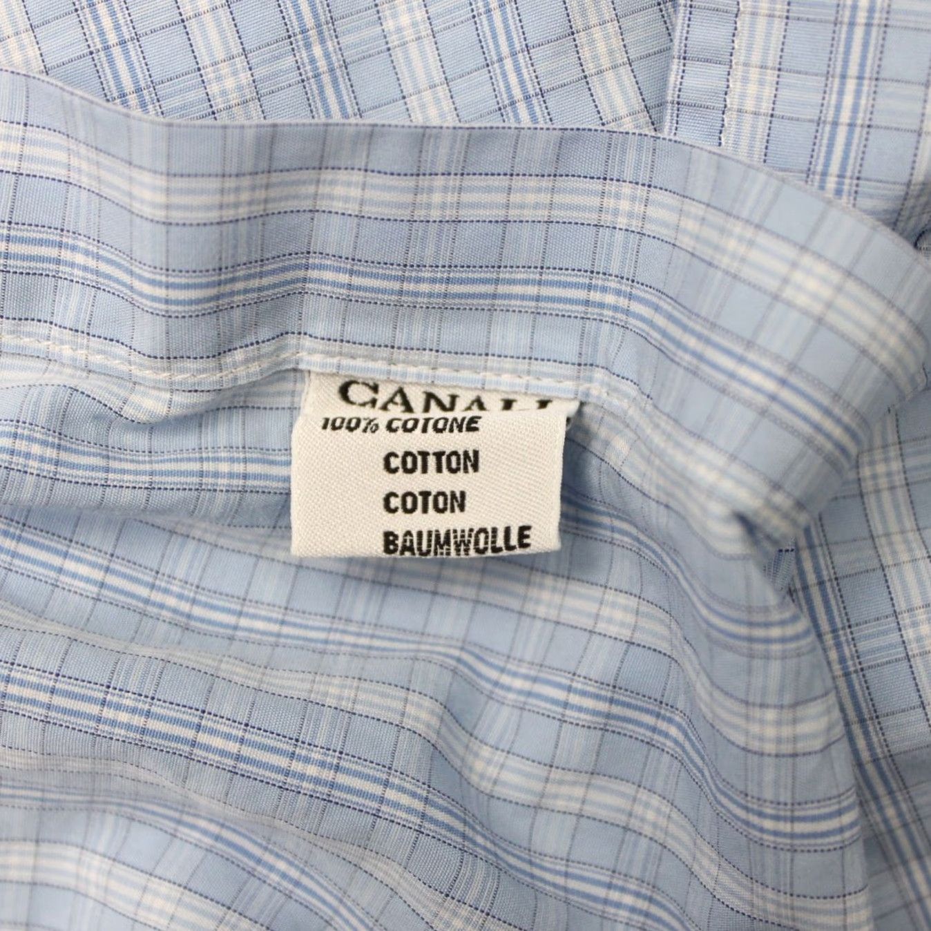 Canali Canali Dress Shirt Mens 15 1/2 39 Blue Check 100% Cotton Long Sleeve Button Up Shirt Mens Regular Blue Check Version Size 42R - 7 Thumbnail