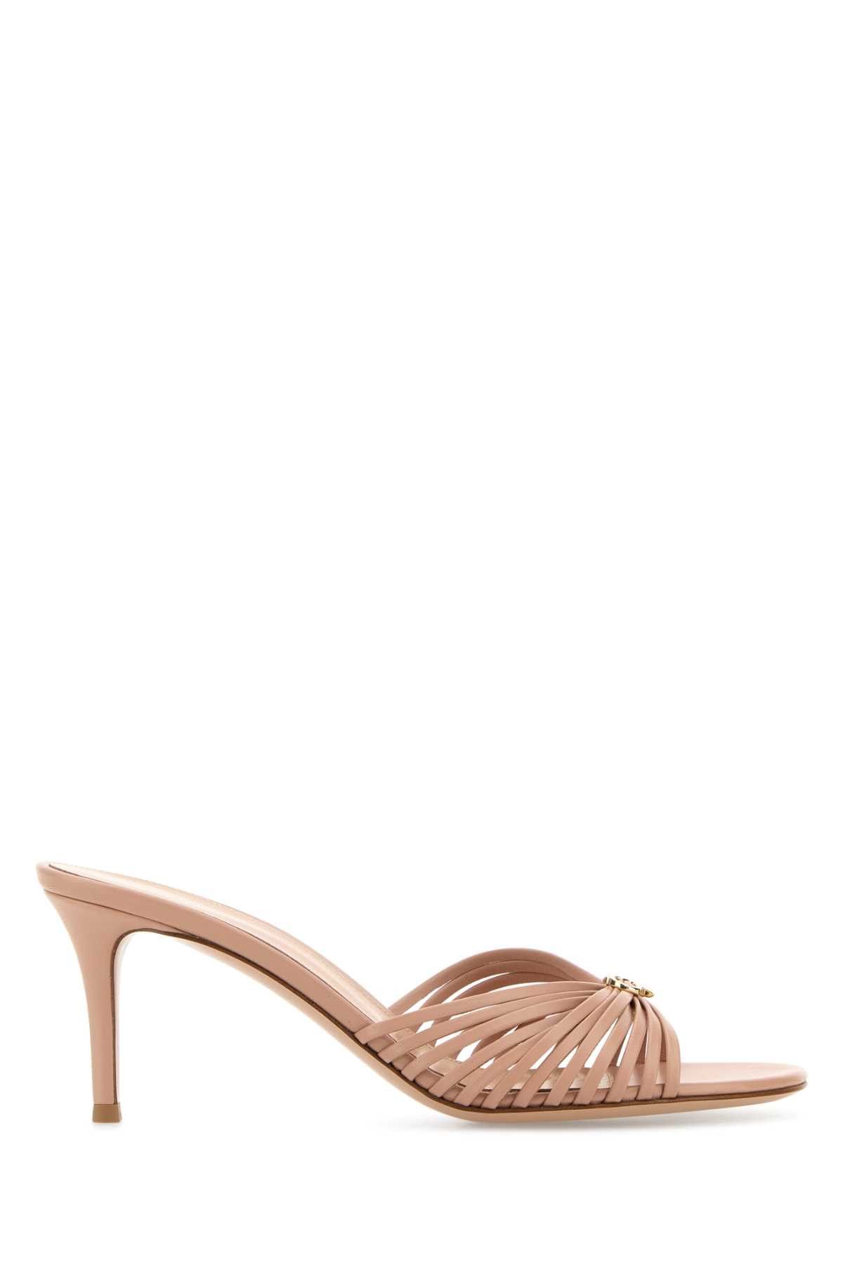 Gianvito Rossi Pink Leather Vyna Mule Shoess Shoes, Women's (Size 7.5)