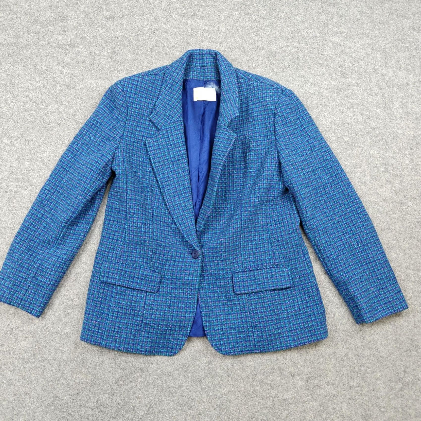 Pendleton VINTAGE Pendleton Blazer Womens 12 Blue Wool Check Tweed One-Button Lined Blazer Women Mens? Size XL / US 12-14 / IT 48-50 - 2 Thumbnail