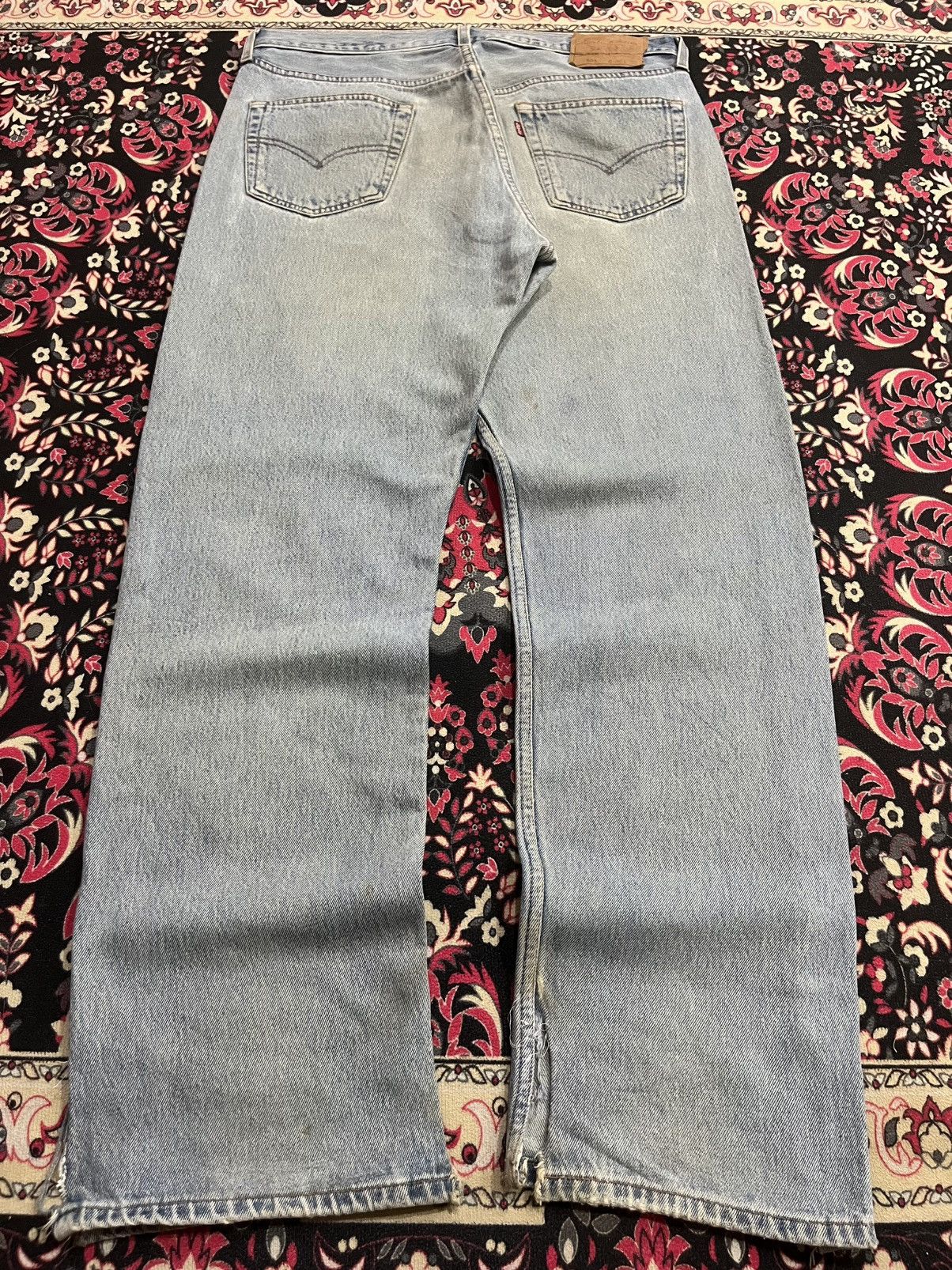 Levi's Vintage 90s Levi’s 501 Buttonfly Light Blue Washed Rip Jeans Size US 36 / EU 52 - 2 Thumbnail