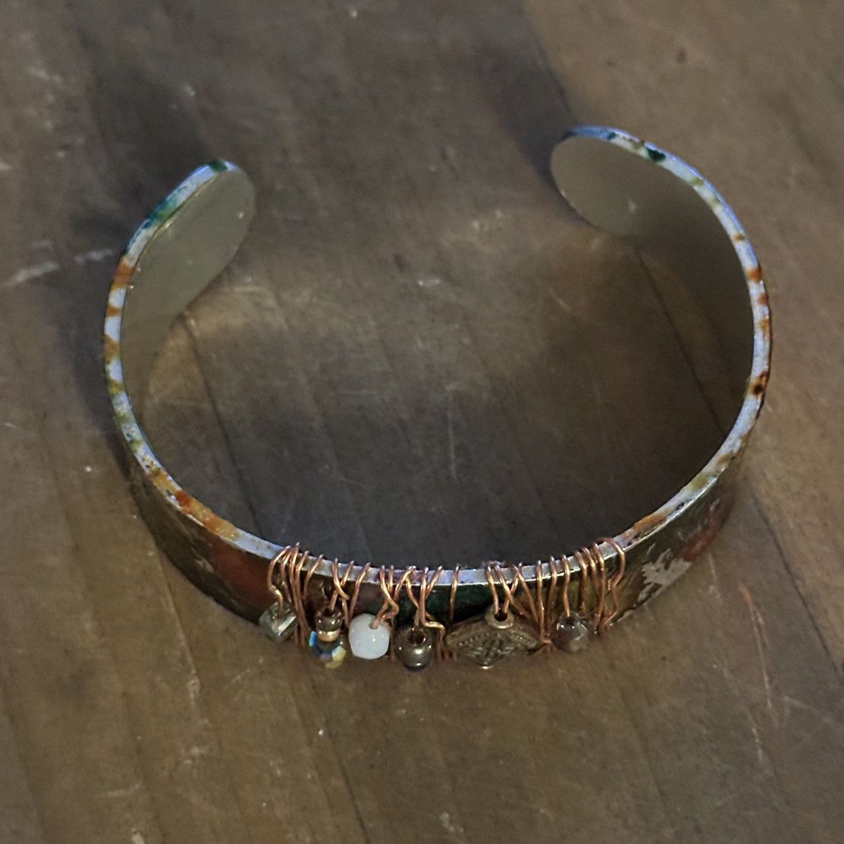 Other Handmade painted wire wrapped charm bangle cuff bracelet Size ONE SIZE - 7 Thumbnail