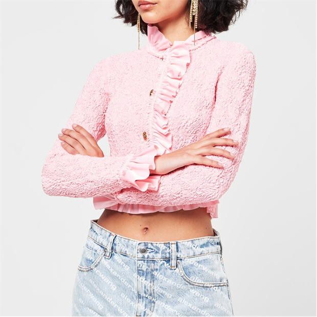 Alexander Wang o1g2r1mq0824 Smocked Ruffle Jacket in Pink Size L / US 10 / IT 46 - 3 Thumbnail