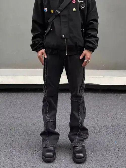 VIBE Vintage raw edge patchwork washed black bootcut jeans Size US 32 / EU 48 - 1 Thumbnail