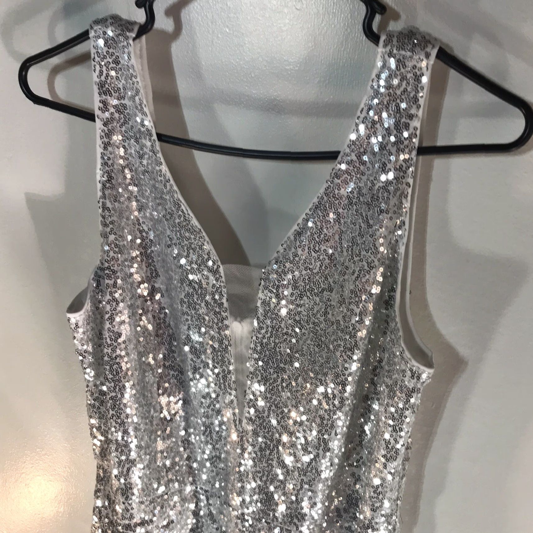 Vintage Grace Karin Silver Sequin Covered Low Cut Formal Dress Womens Size M Size M / US 6-8 / IT 42-44 - 3 Thumbnail