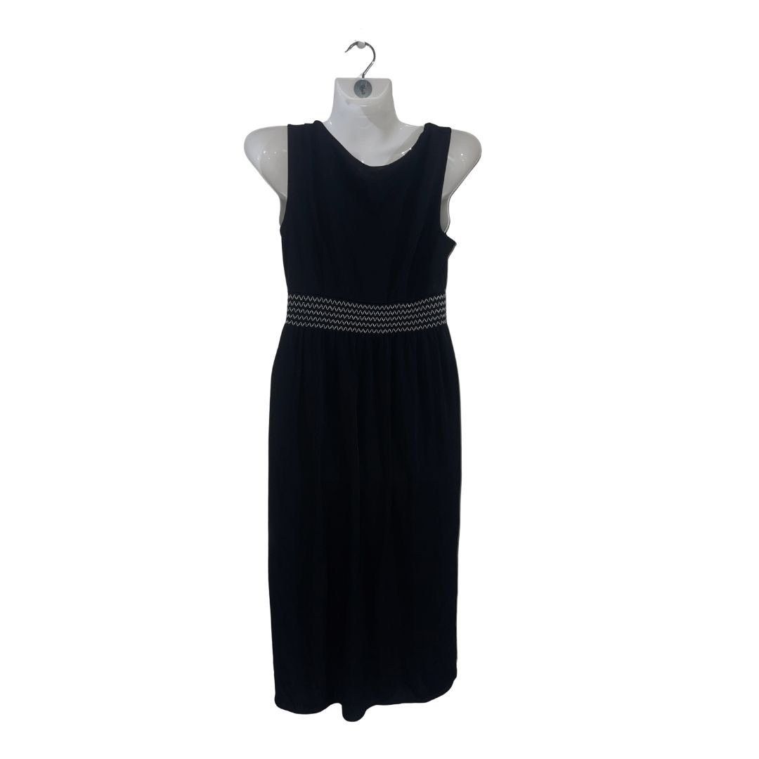Ann Taylor Sleeveless V-Neck Shift Dress Embroidered Zigzag Stitching Size S / US 4 / IT 40 - 2 Thumbnail