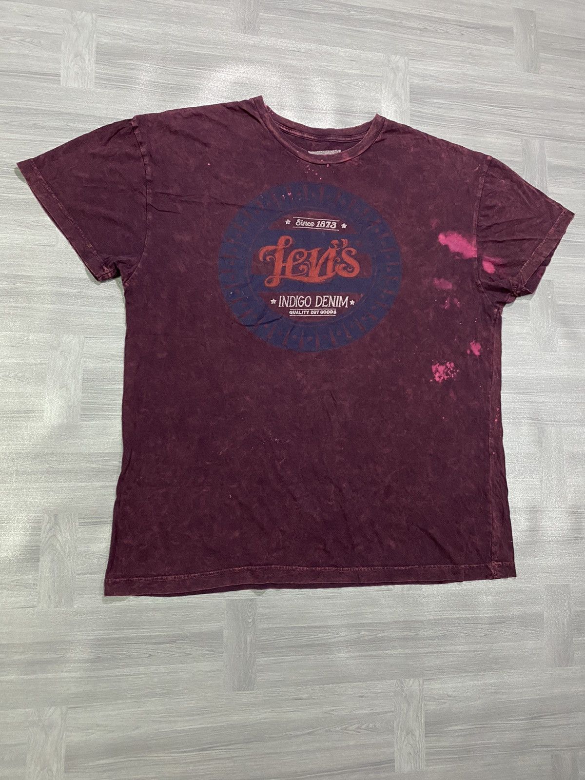 Levi's Levi’s Indigo Denim Distressed Short Sleeve Purple T-Shirt Size US XL / EU 56 / 4 - 3 Thumbnail