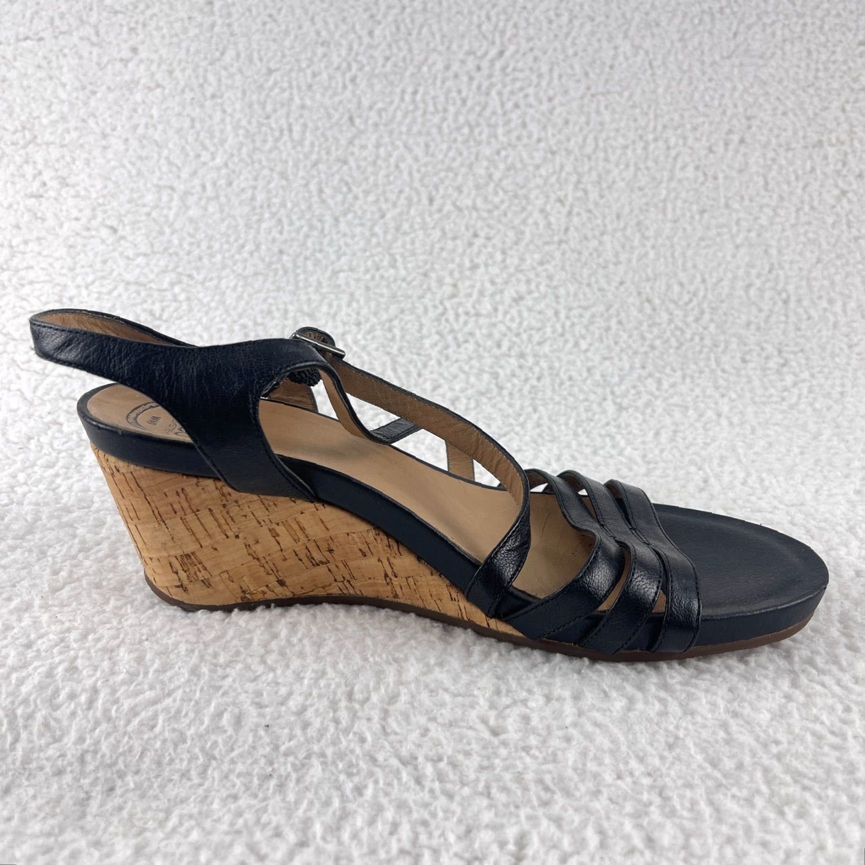 Vintage Abeo Black Sling Back Leather Sandals Womens Wedge Open Toe Size 9 Size US 9 / IT 39 - 3 Thumbnail