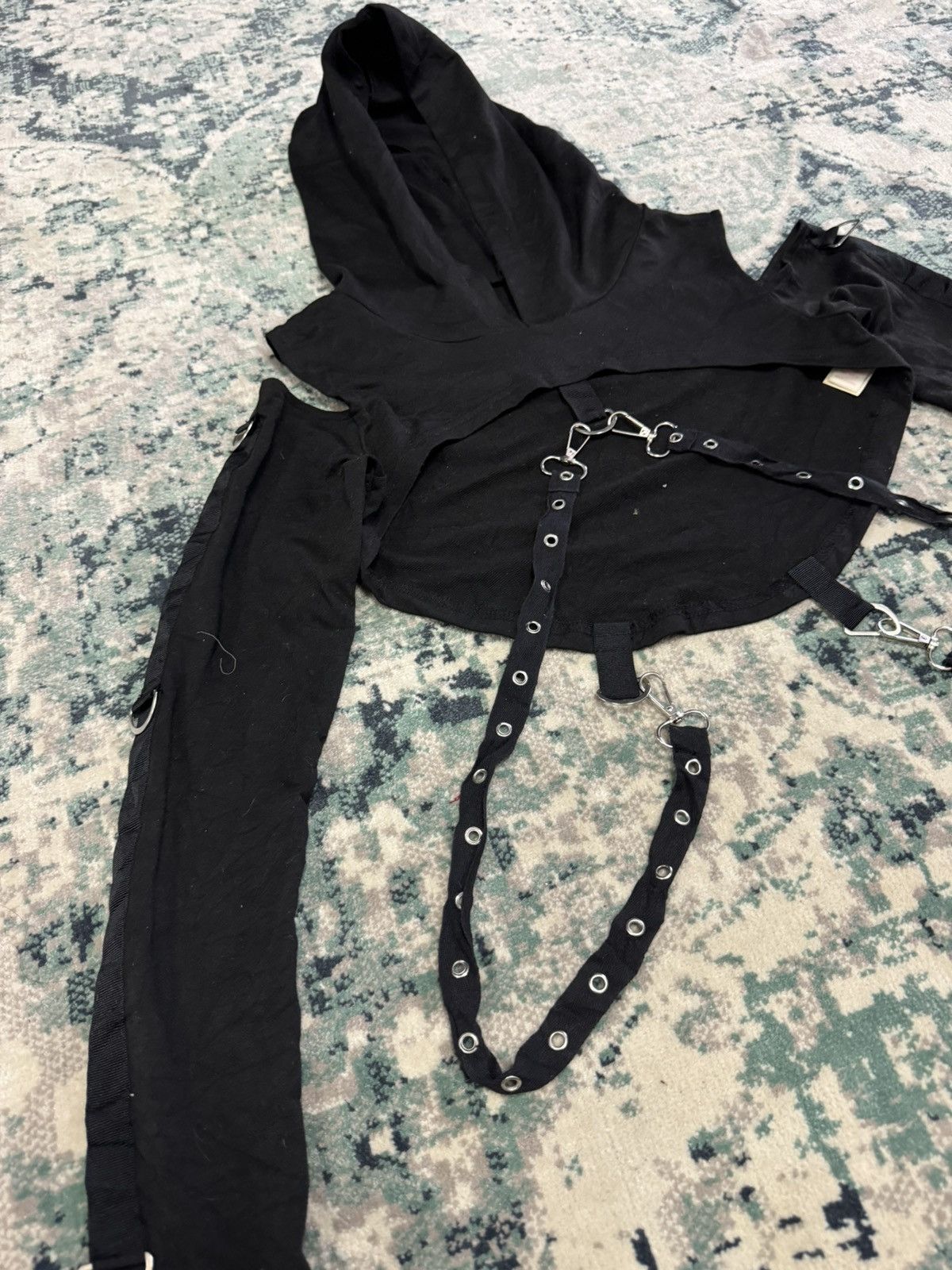 Japanese Brand × Vintage ROMWE GRUNGE PUNK ULTRA SHORT HOODED SPLICED WITH CHAIN Size XS / US 0-2 / IT 36-38 - 4 Thumbnail