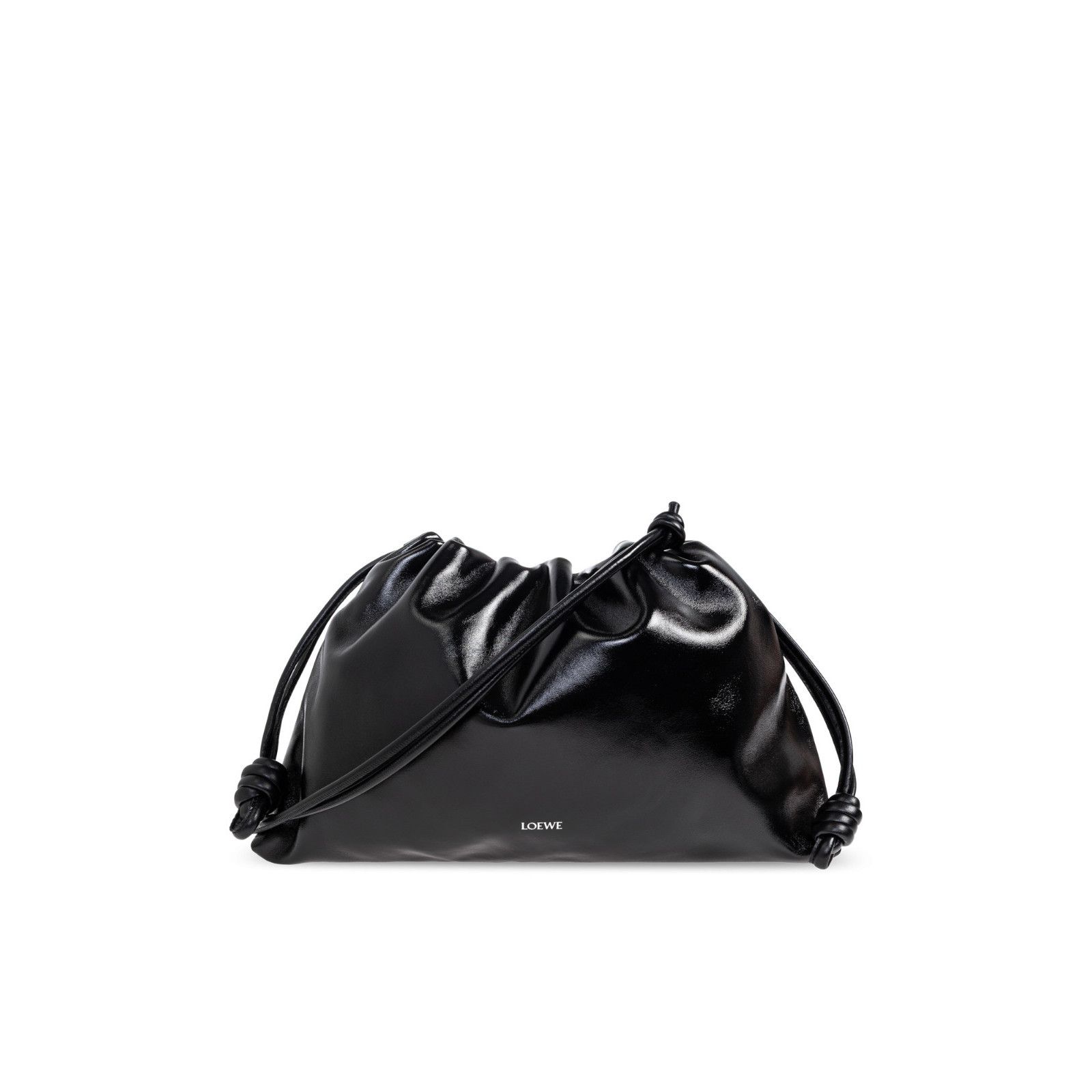 LOEWE Flamenco Large $4850 Black Patent Leather Top Handle B