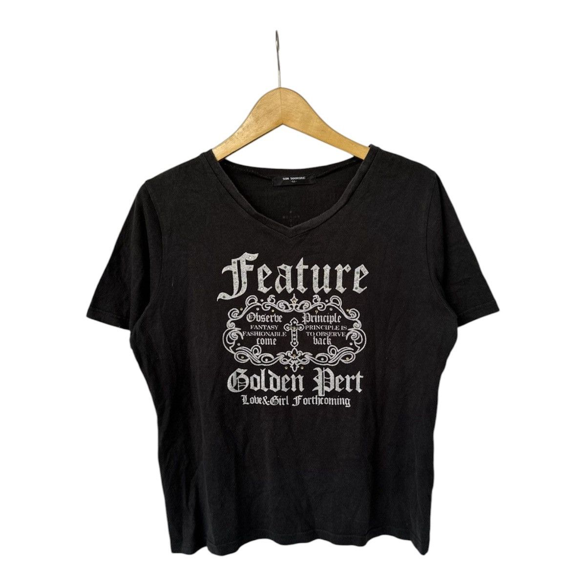 SICK Y2K JAPANESE SON SOURIRE CROSS GLITTER POEM TSHIRT