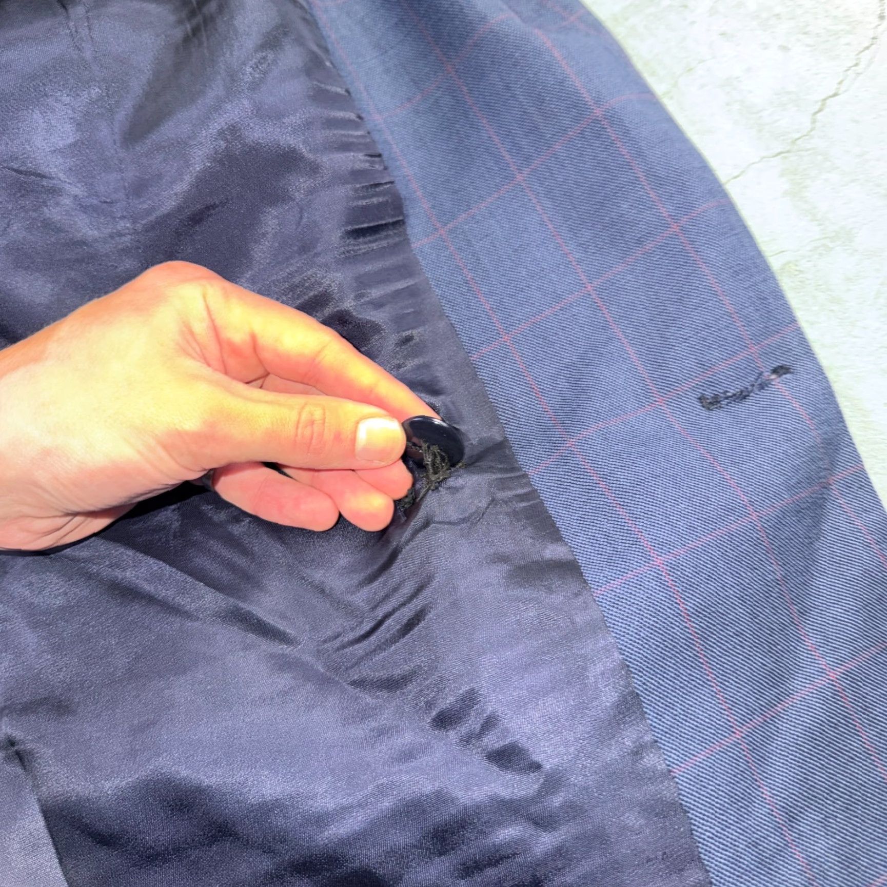 Doublet VINTAGE Rockingham Wool Suit Jacket - 60s Pinstripe Double Breasted Navy Blue 42 Regular Size Men’s 1960s Size 42R - 5 Thumbnail