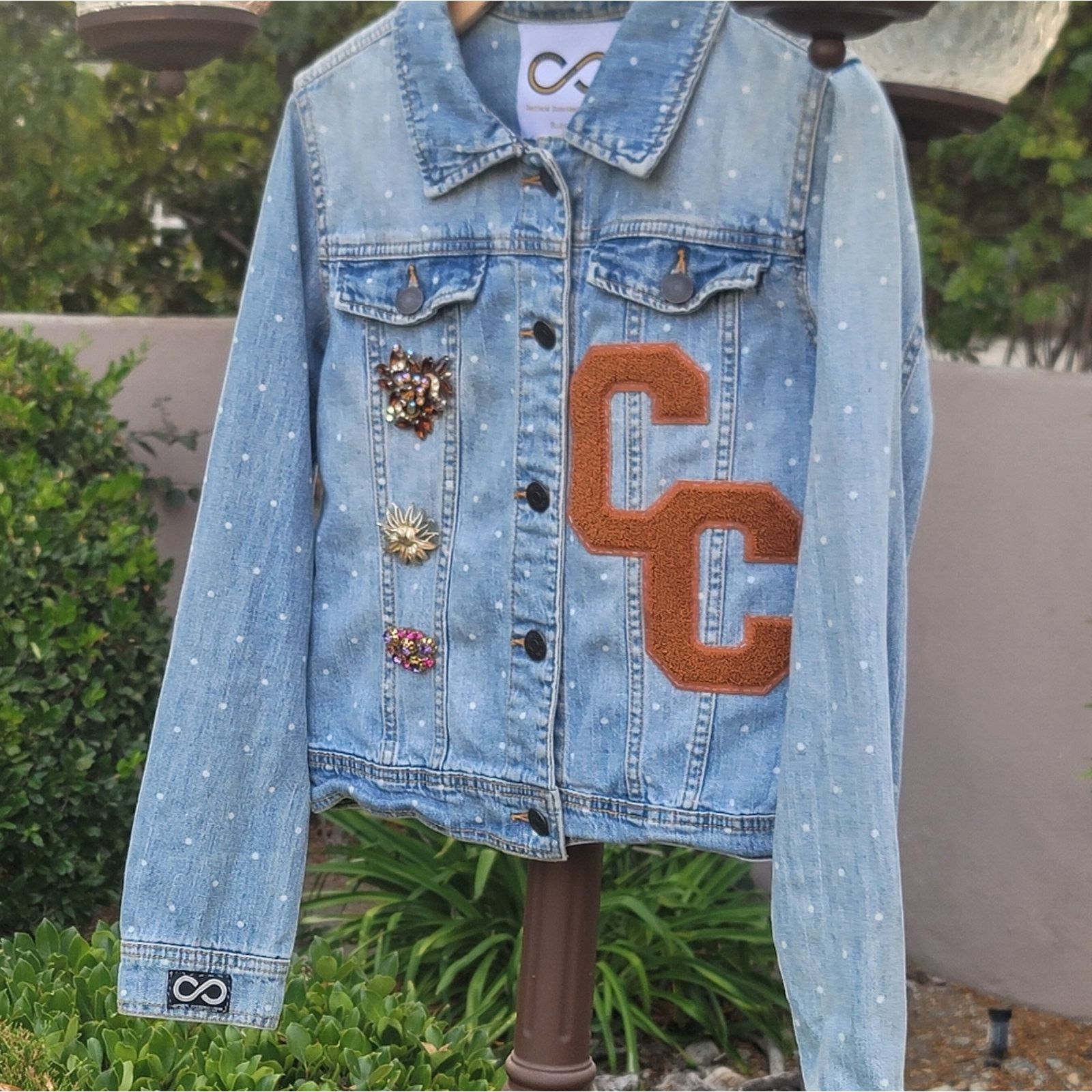 Designer Continual Coincidences Brand Upcycled Vtg Denim Jean Jacket Size S / US 4 / IT 40 - 3 Thumbnail