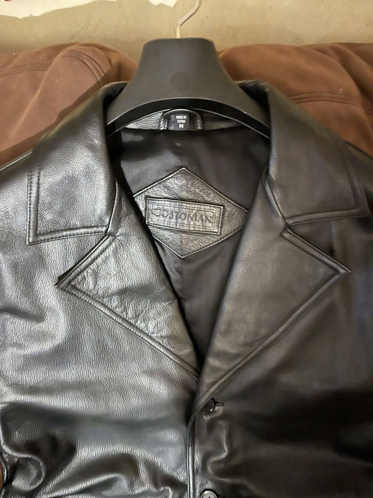Bostonian Bostonian Men's Black Belted Full Length Leather Coat Sz.M Size US M / EU 48-50 / 2 - 4 Thumbnail
