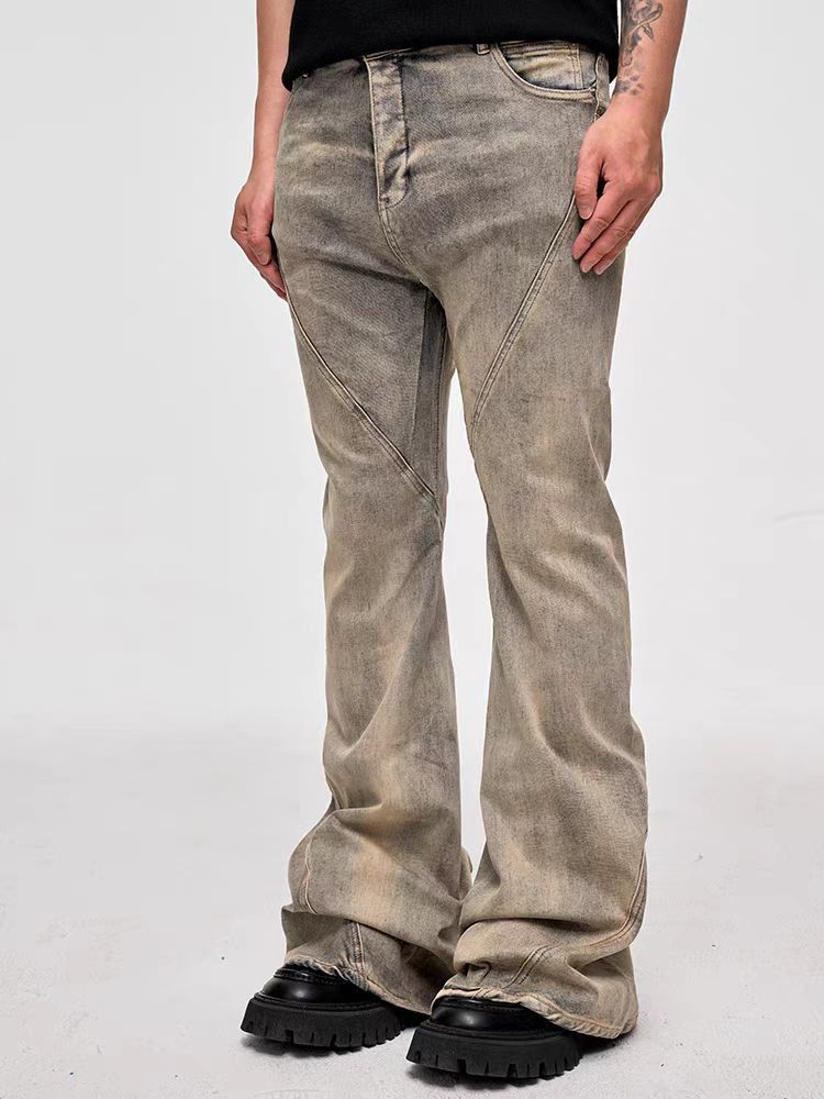 Japanese Brand × Jean High Street Washed Mud Dye Aged Stacked Micro Flare Jeans Size US 34 / EU 50 - 3 Thumbnail