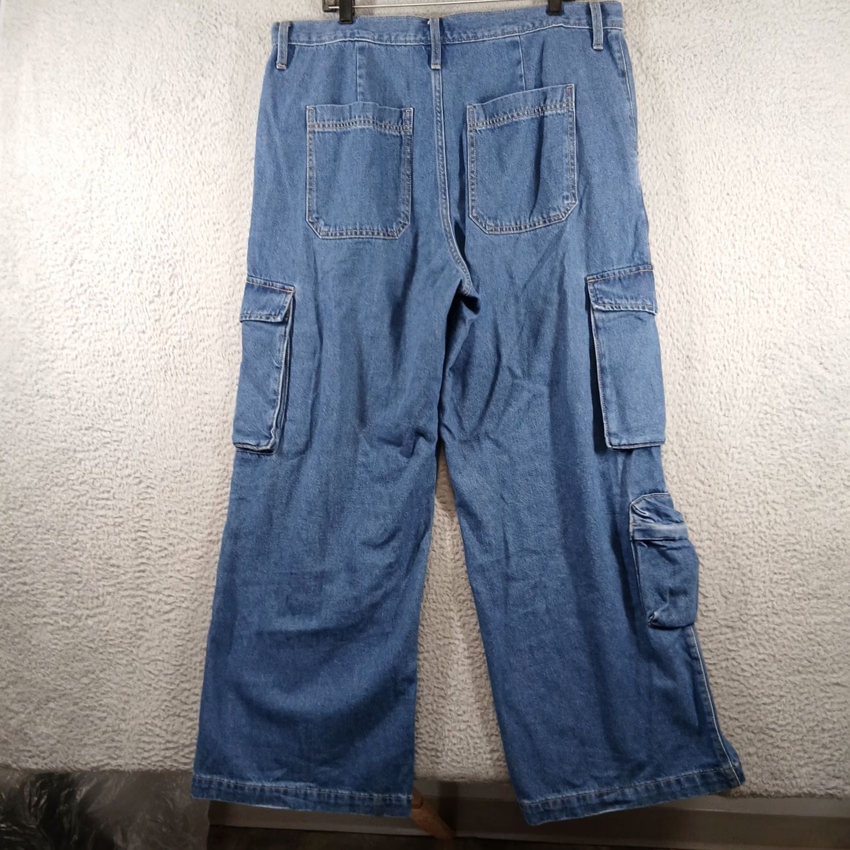 Vintage Universal Thread Wide Leg Cargo Denim Jeans Blue Size 16R Size 38" / US 16 / IT 52 - 3 Thumbnail