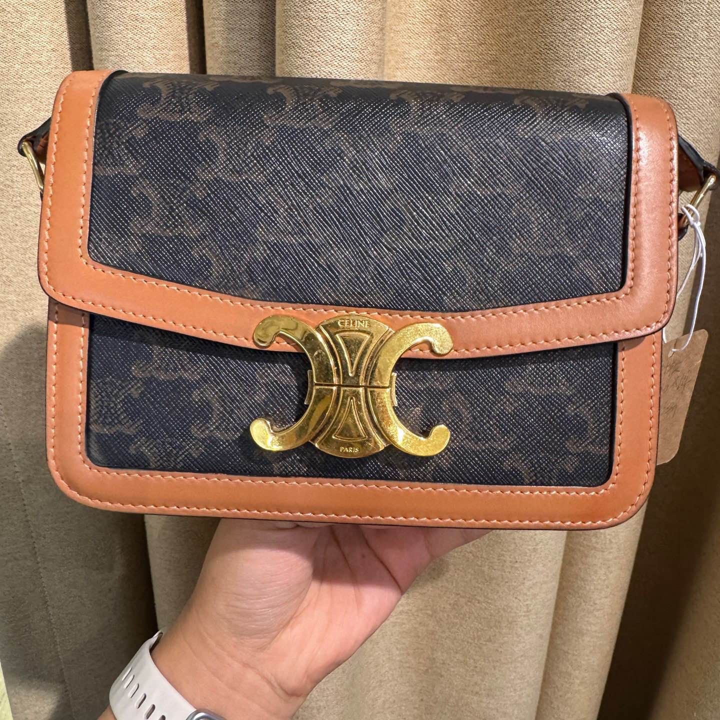 Celine CELINE Teen Triomphe Canvas Shoulder Bag Brown Size ONE SIZE - 1 Thumbnail