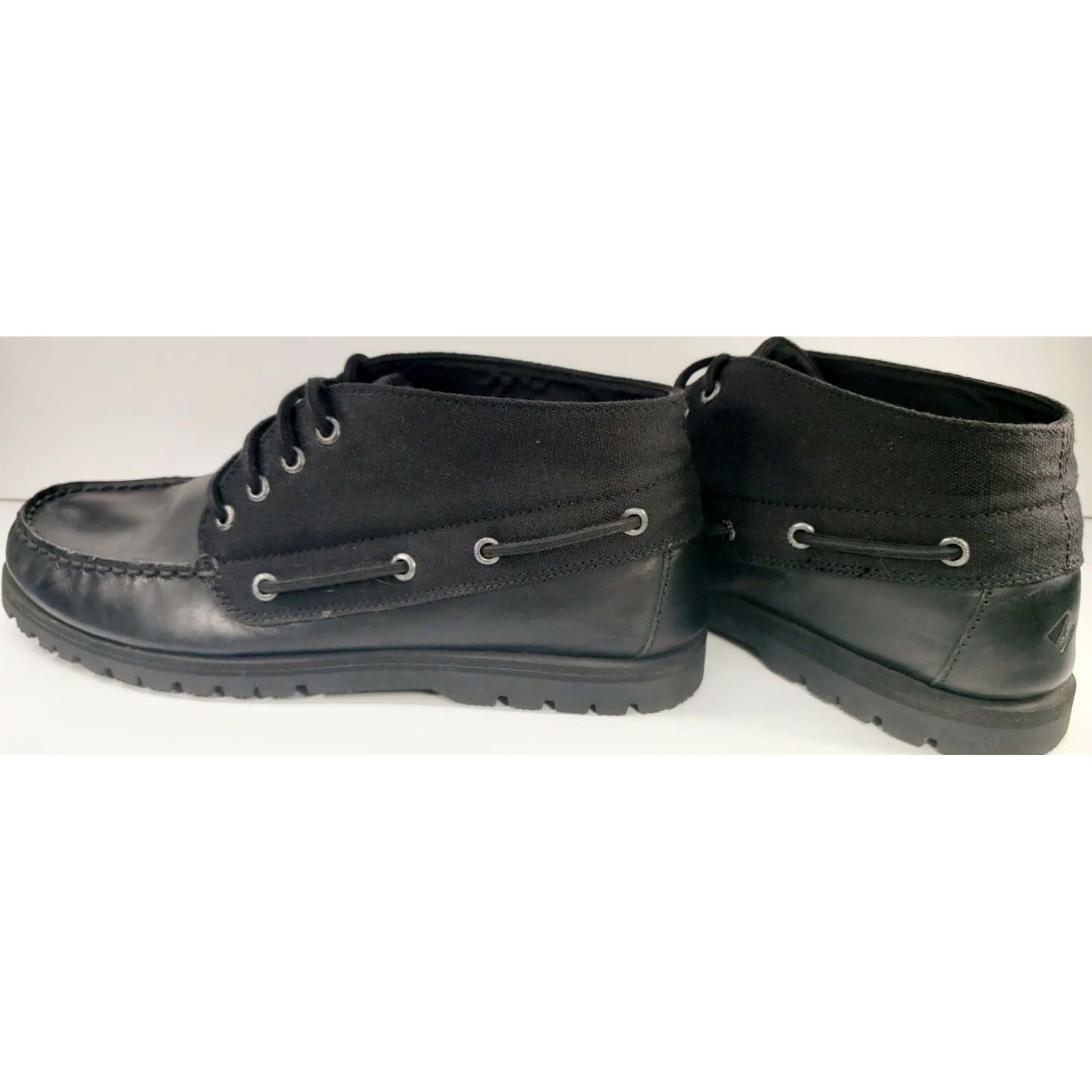 Sperry Sperry Top-Sider Leeward Mini Lug Chukka Boots STS18292 Black Leather Mens 11M Shoe, Boot, Lug, Canvas, Leather, Sperry Top-Sider Leeward, Mens, 11M Size US L / EU 52-54 / 3 - 3 Thumbnail