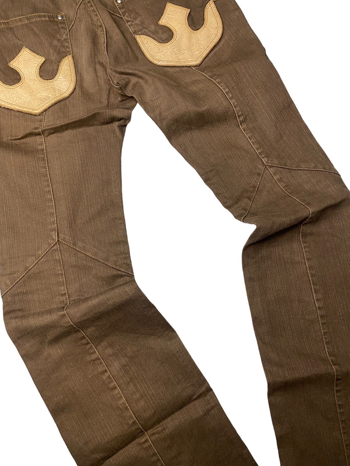 If Six Was Nine Nicole Club Flared Mudwash Leather Jeans Size US 30 / EU 46 - 7 Thumbnail