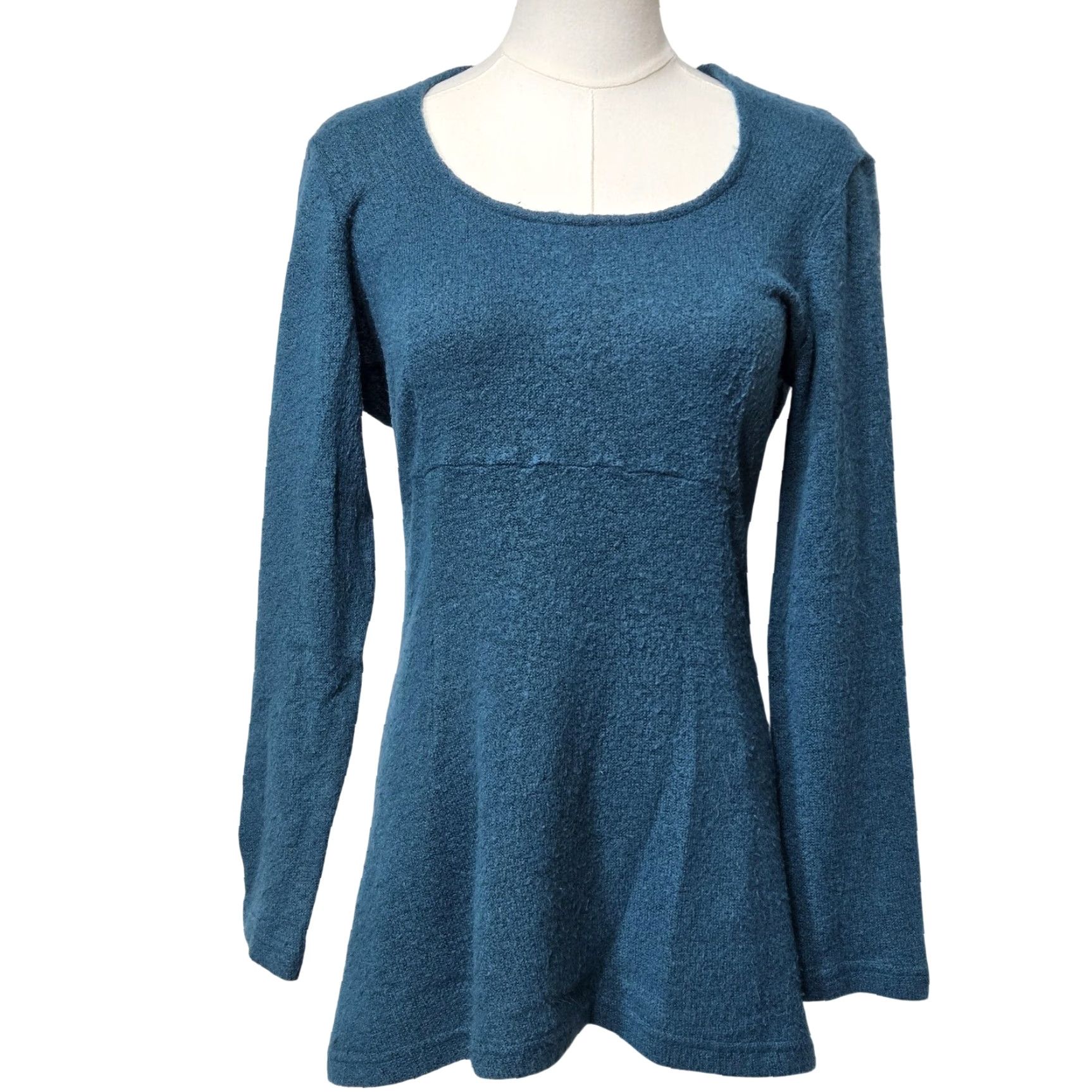 Ganni Anni Kuan Womens Medium Tunic Sweater Blue Scoop Neck Textured Knit Stretch Size M / US 6-8 / IT 42-44 - 2 Thumbnail
