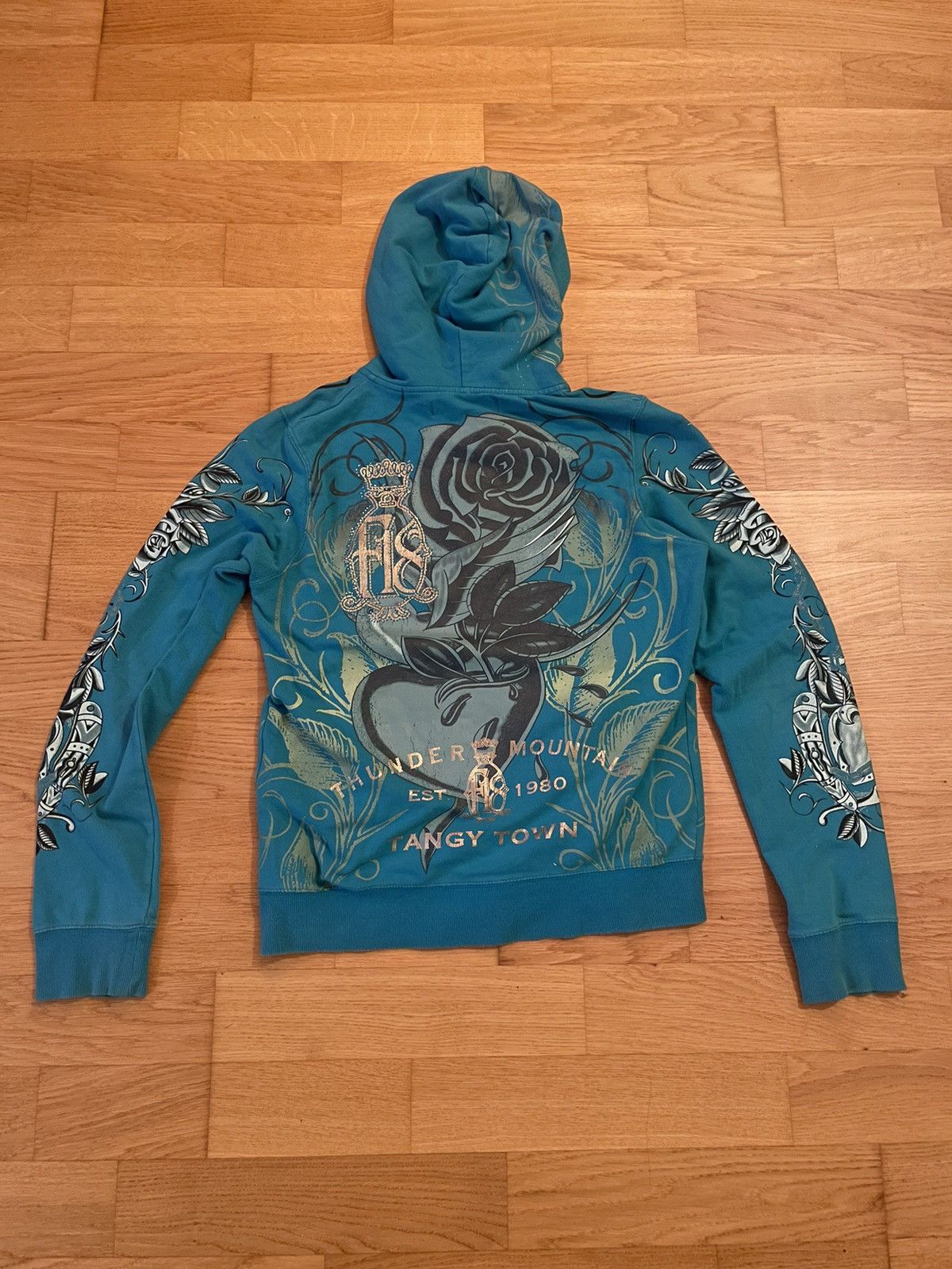 Vintage vintage y2k printed „Longsleeve Hoodie Poison Heart“ Size L / US 10 / IT 46 - 2 Thumbnail