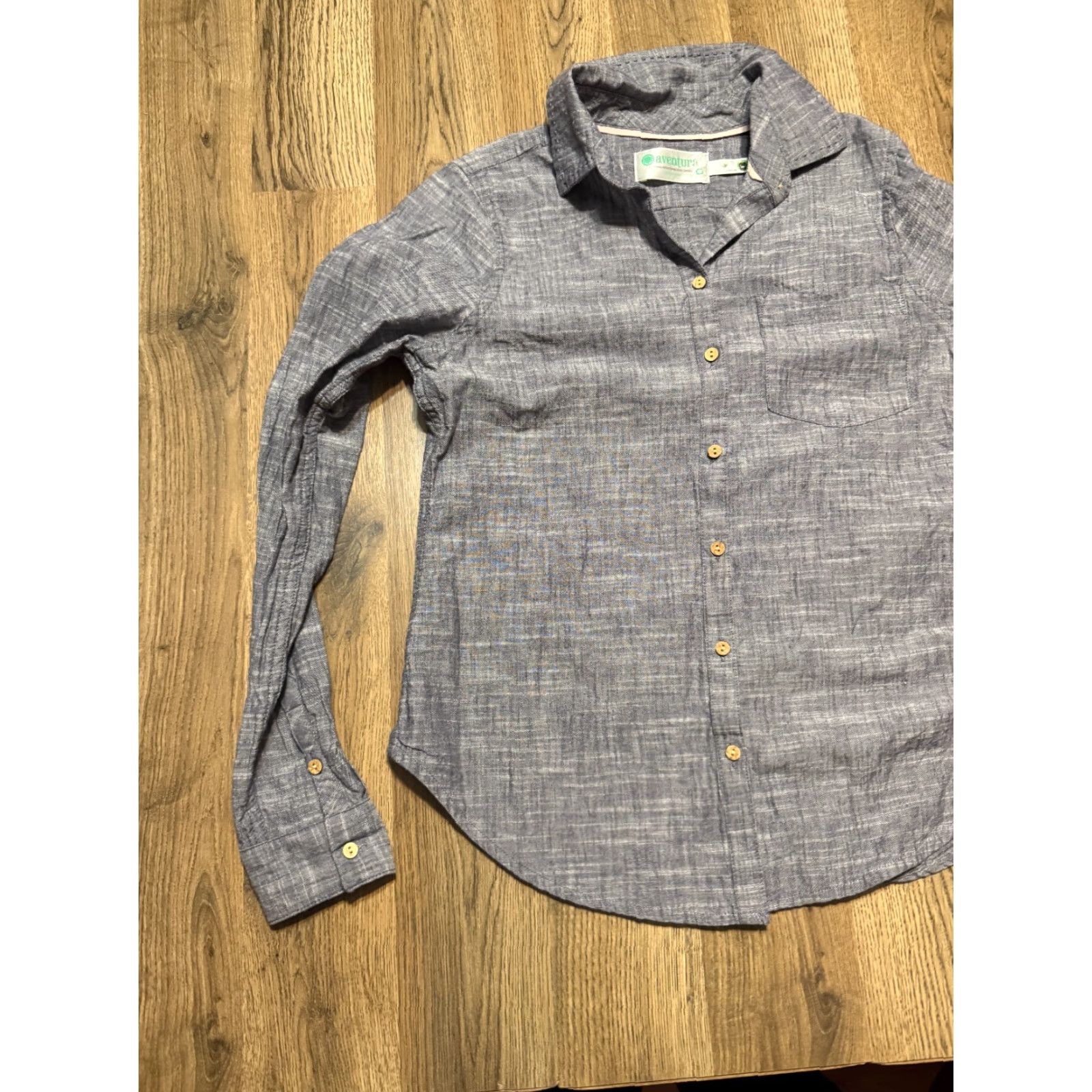 Vintage Aventura Shirt Women's Medium Gray Long Sleeve Pocket Button Up Shirt Size M / US 6-8 / IT 42-44 - 3 Thumbnail
