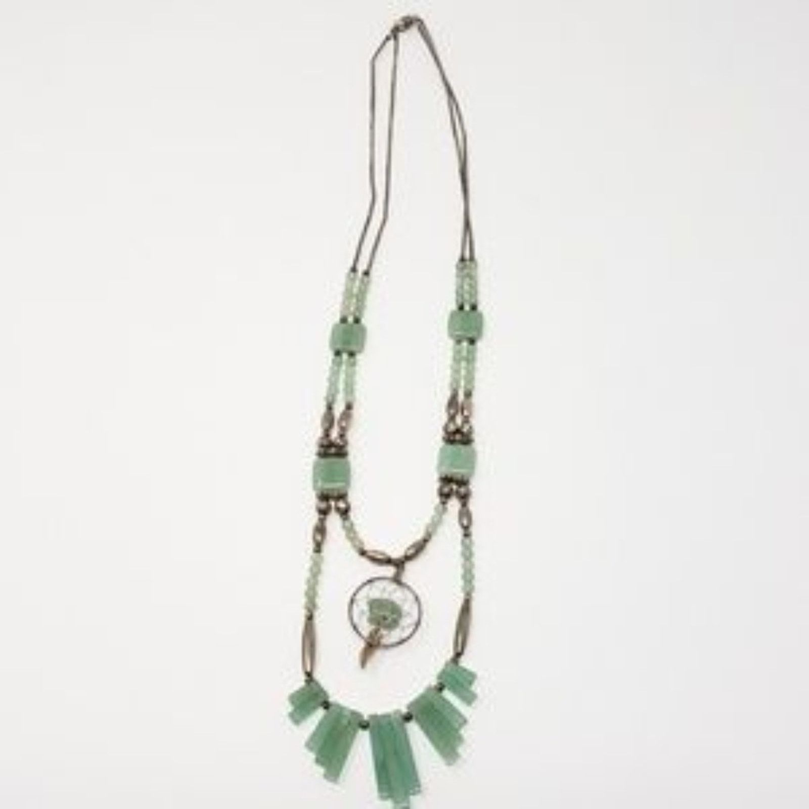 Other Silver-Tone & Green 2-Strand Necklace wDreamcatcher Pendant Size ONE SIZE - 7 Thumbnail