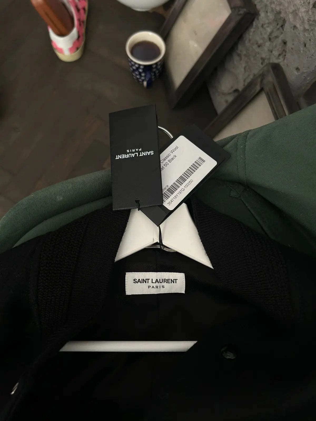 Sz 50 NWT Saint Laurent Teddy Wool Leather Varsity Jacket