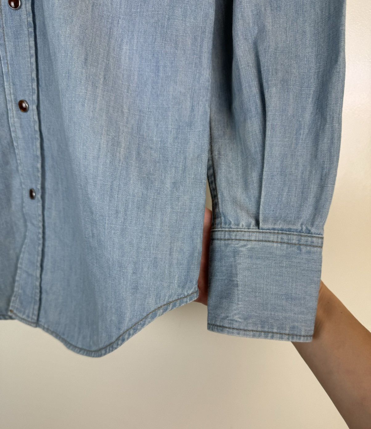 Saint Laurent Paris SAINT LAURENT Denim Light Blue Button Shirt Western Cowboy Size XS / US 0-2 / IT 36-38 - 5 Thumbnail