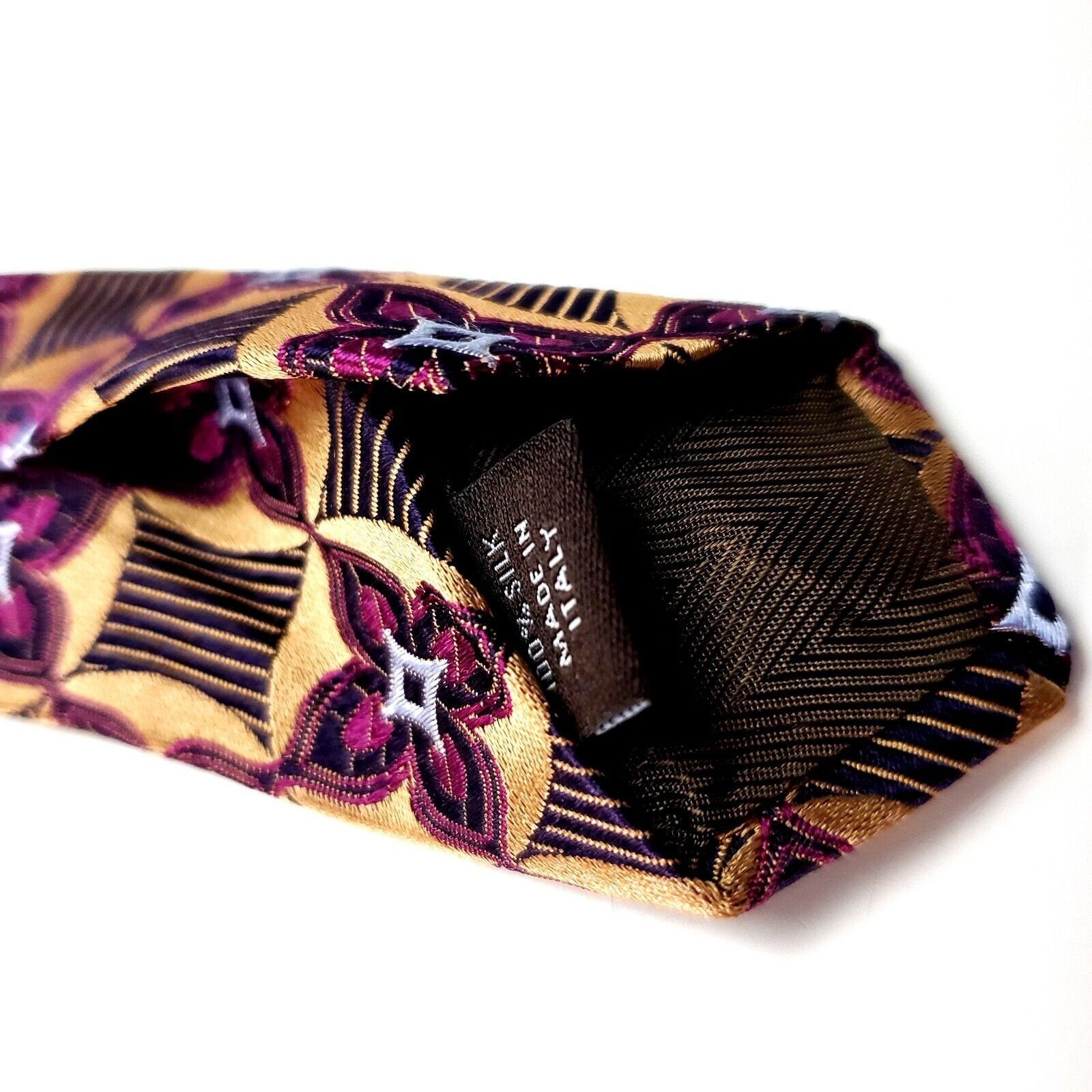Joseph Abboud Joseph Abboud Green Multi-Colored Silk Tie Woven Geometric Size ONE SIZE - 5 Thumbnail