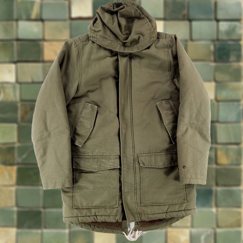 Lands' End Lands' End Fishtail Parka Canvas Sherpa Lined Hooded Olive Green Jacket Mens M Size US M / EU 48-50 / 2 - 1 Thumbnail