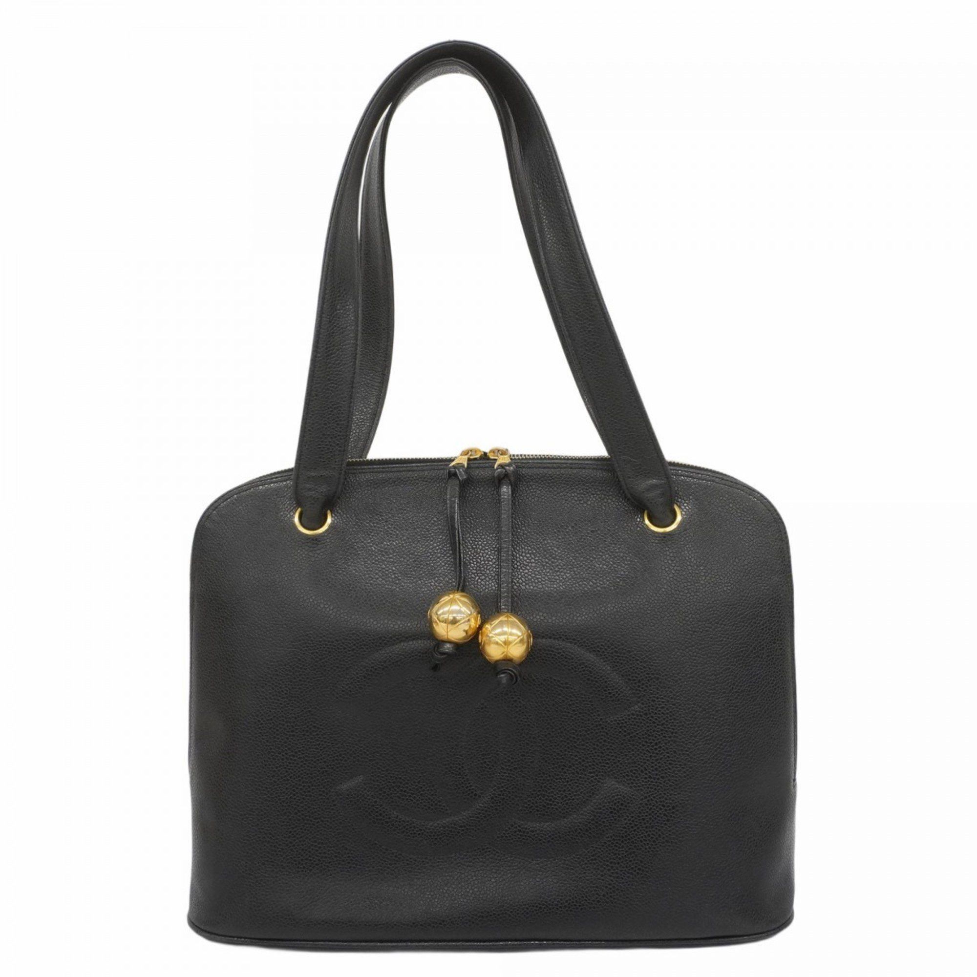 Chanel Shoulder Bag Caviar Skin Black Women's