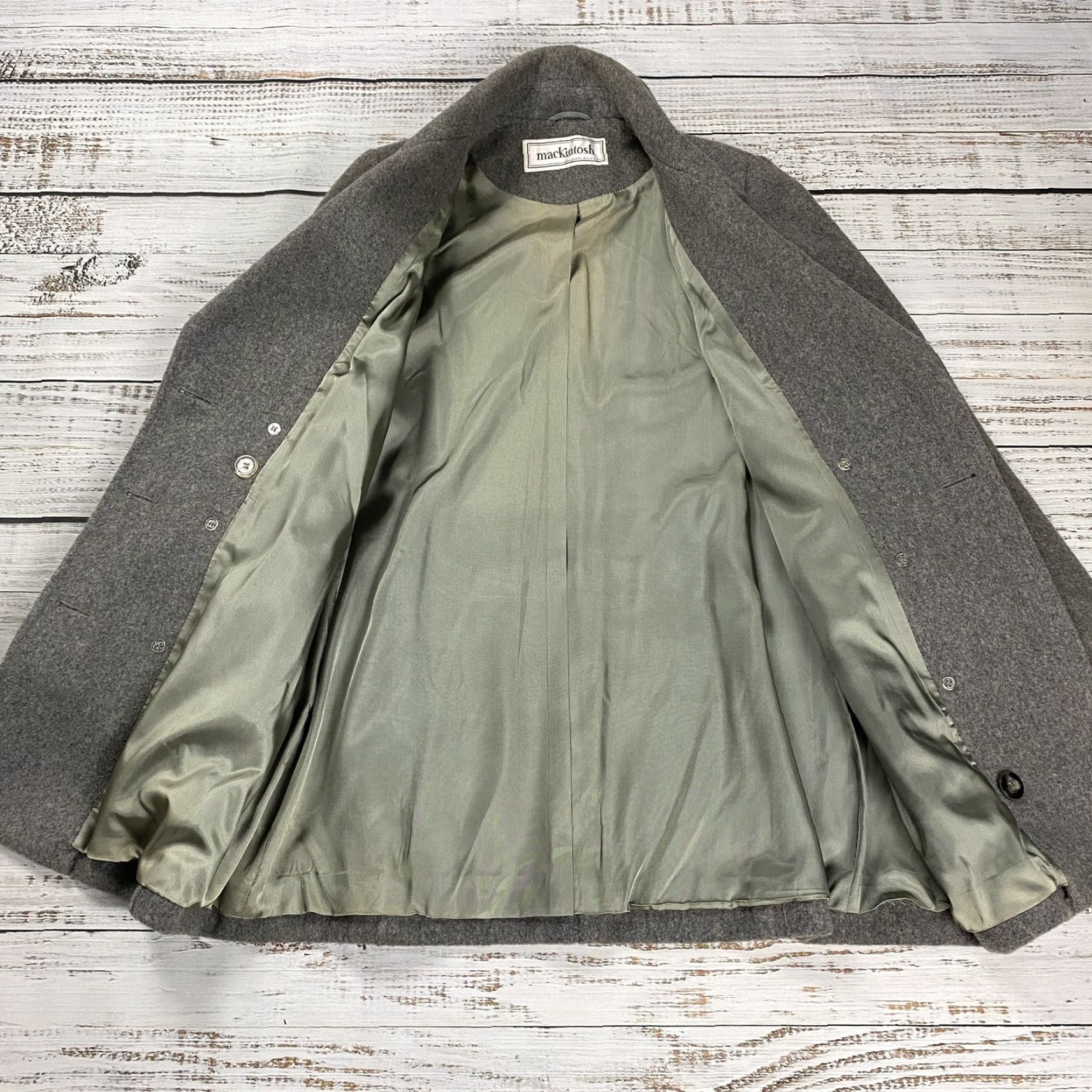 Mackintosh VINTAGE Mackintosh Wool Coat Women’s 10 Long Gray Double-Breasted Pea Coat Womens Size L / US 10 / IT 46 - 6 Thumbnail