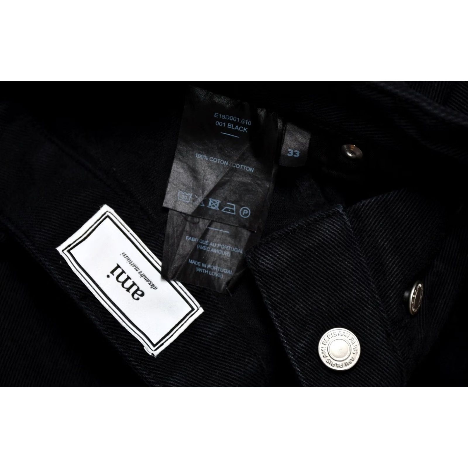 Vintage AMI Alexandre Mattiussi Men Jeans W33 Black Cotton Denim 5-Pocket Straight Regular Size XS-? (invalid) Size US 33 - 5 Thumbnail