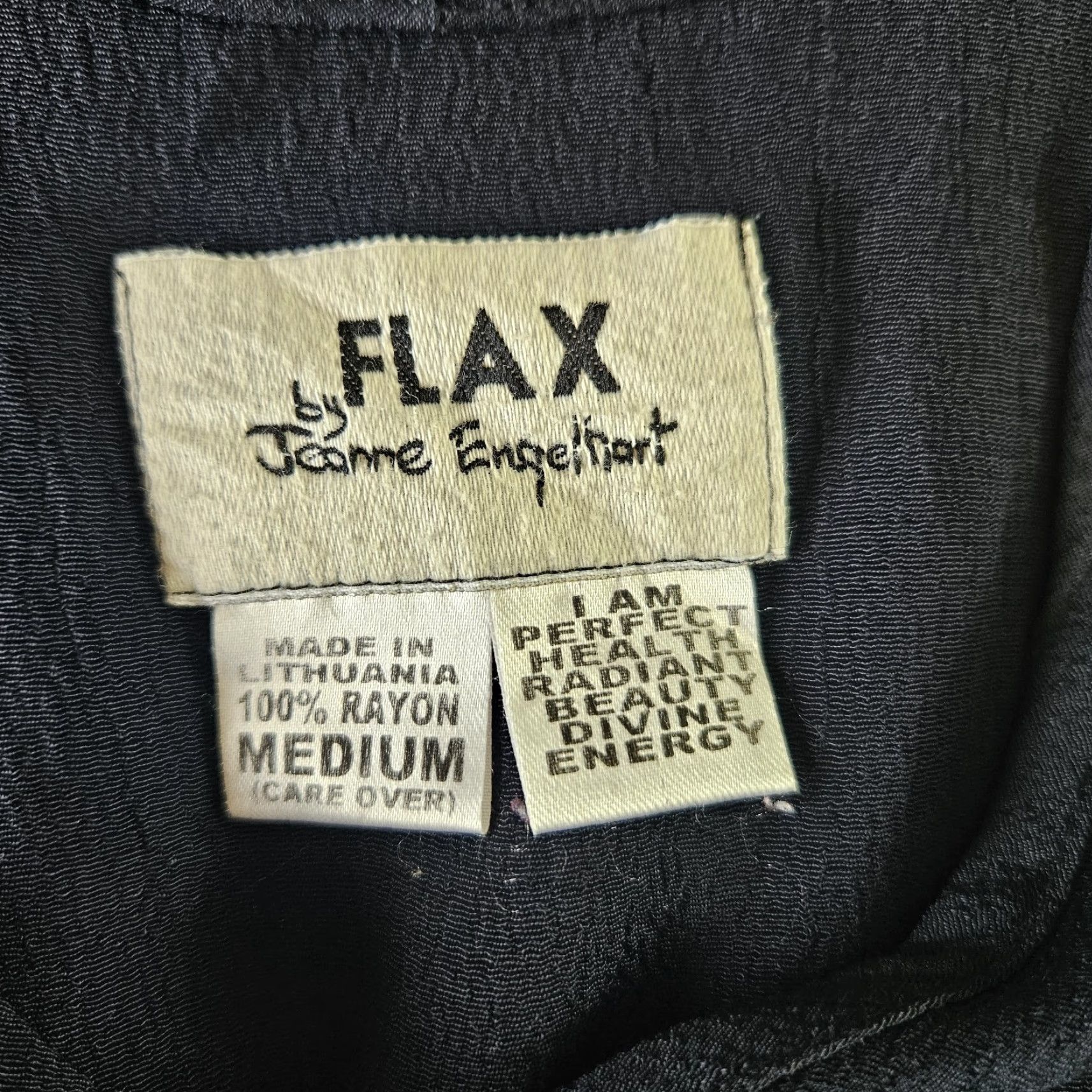 FLAX VINTAGE FLAX Womens Dress Tank Dress Solid Black Rayon Scoop Neck M Black Knee Length Womens Size 32" / US 10 / IT 46 - 4 Thumbnail