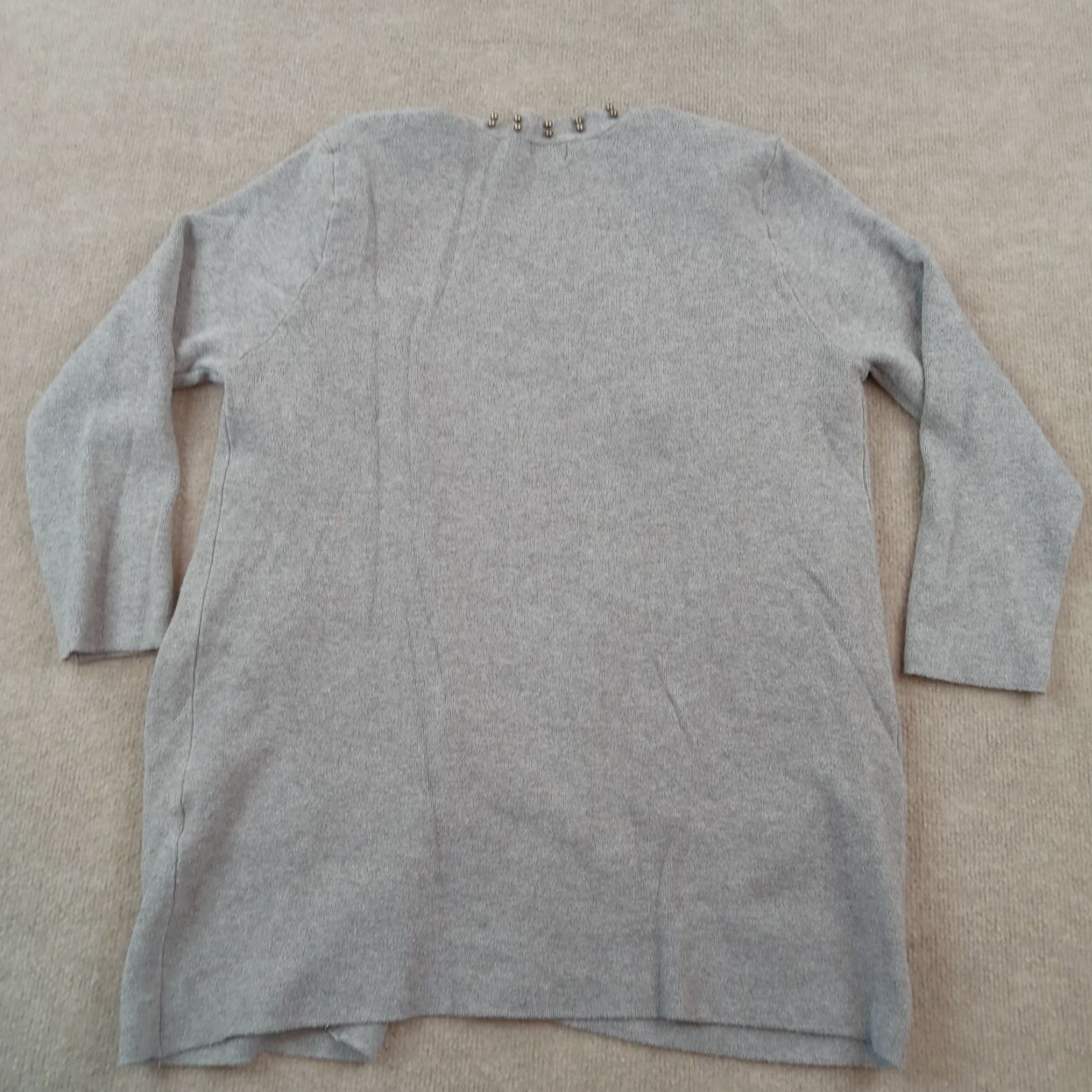 Vintage Ontwelfth Cardigan Sweater Womens XL Gray Beaded Open Front Knit Flowy Loose Size XL / US 12-14 / IT 48-50 - 7 Thumbnail