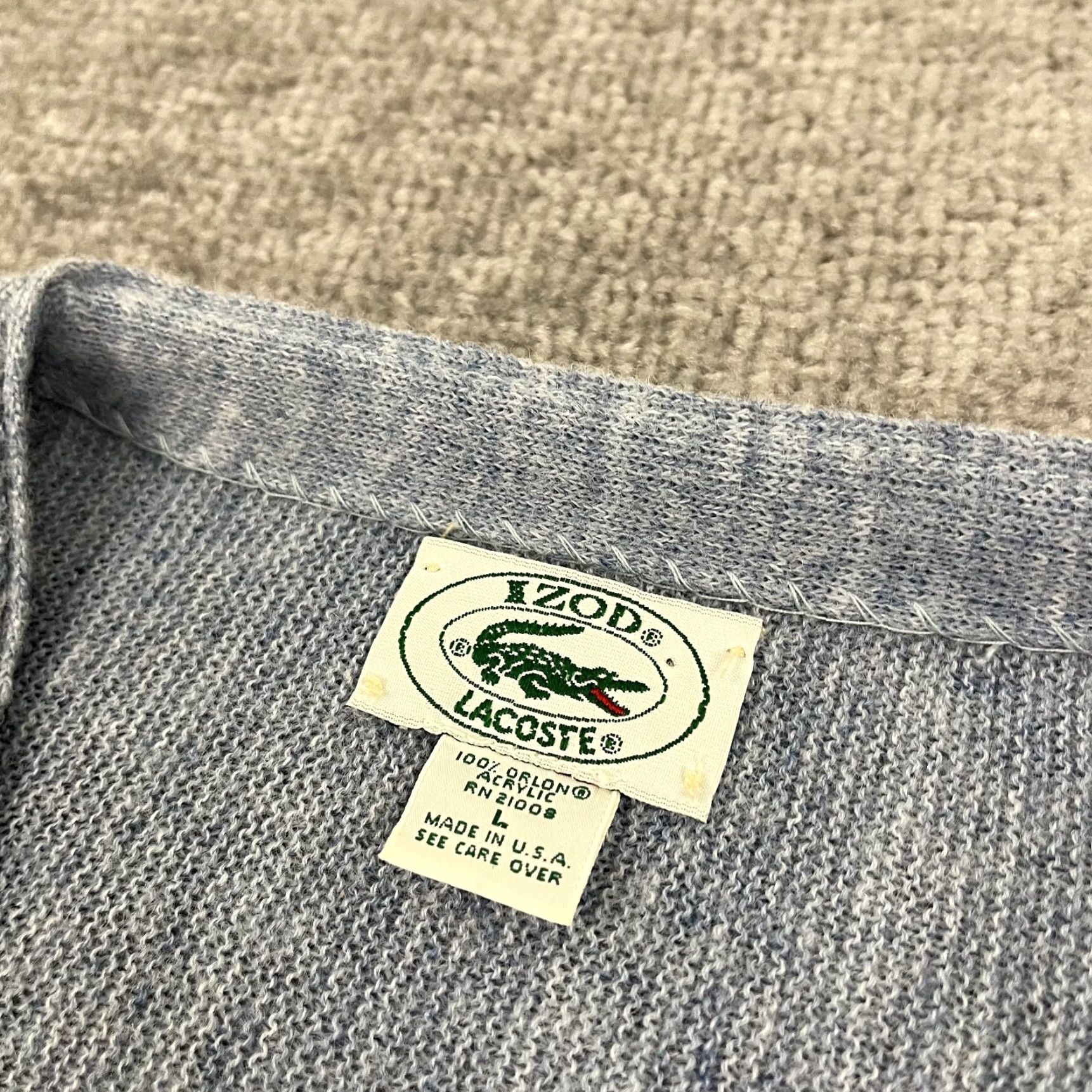 Izod VINTAGE Izod Lacoste Cardigan Sweater Mens Large Blue Acrylic V-Neck 90s Outdoor Size US L / EU 52-54 / 3 - 3 Thumbnail