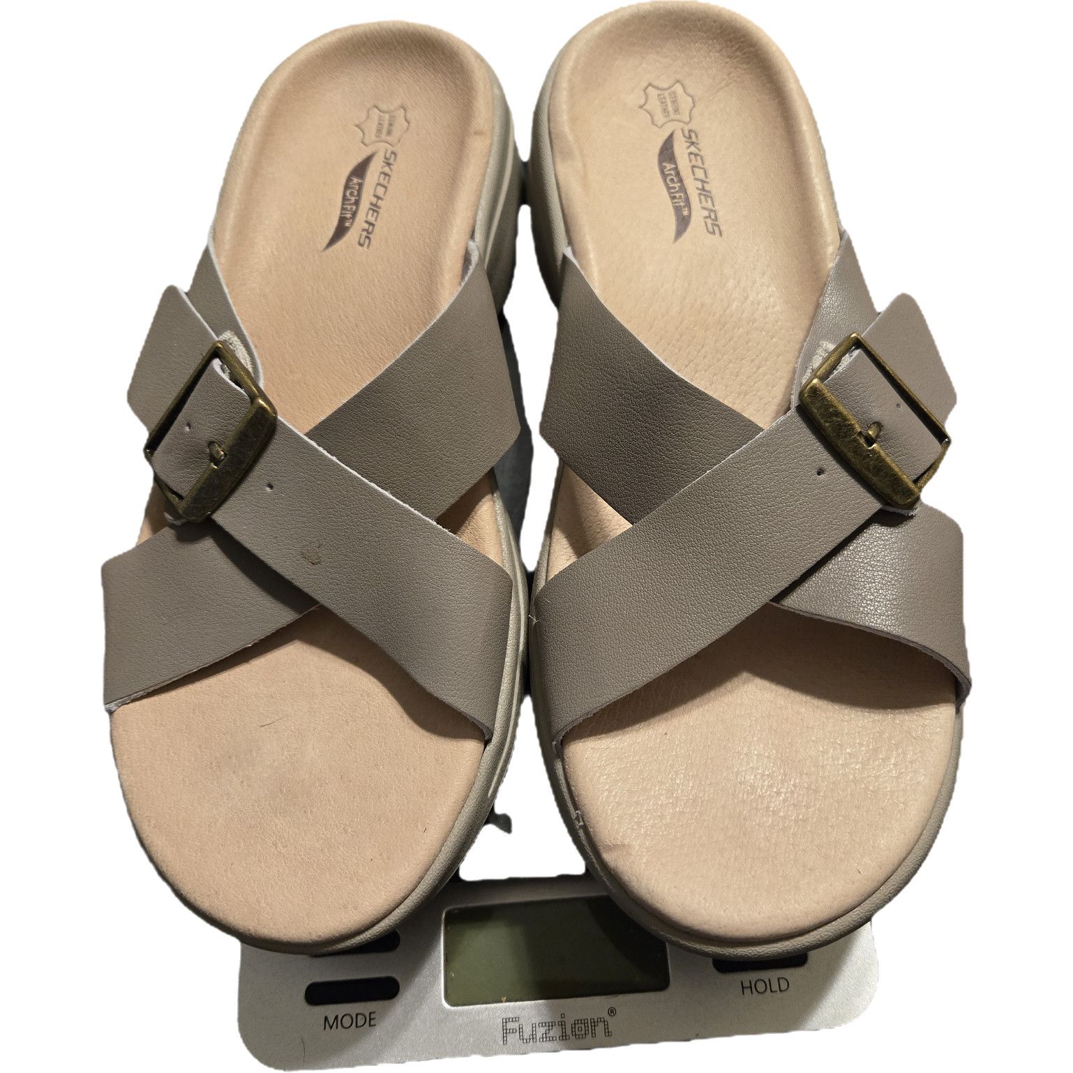 SKECHERS ​Skechers Arch Fit Leather Cross Strap Slide Sandals 8 Size US 8 / IT 38 - 2 Thumbnail