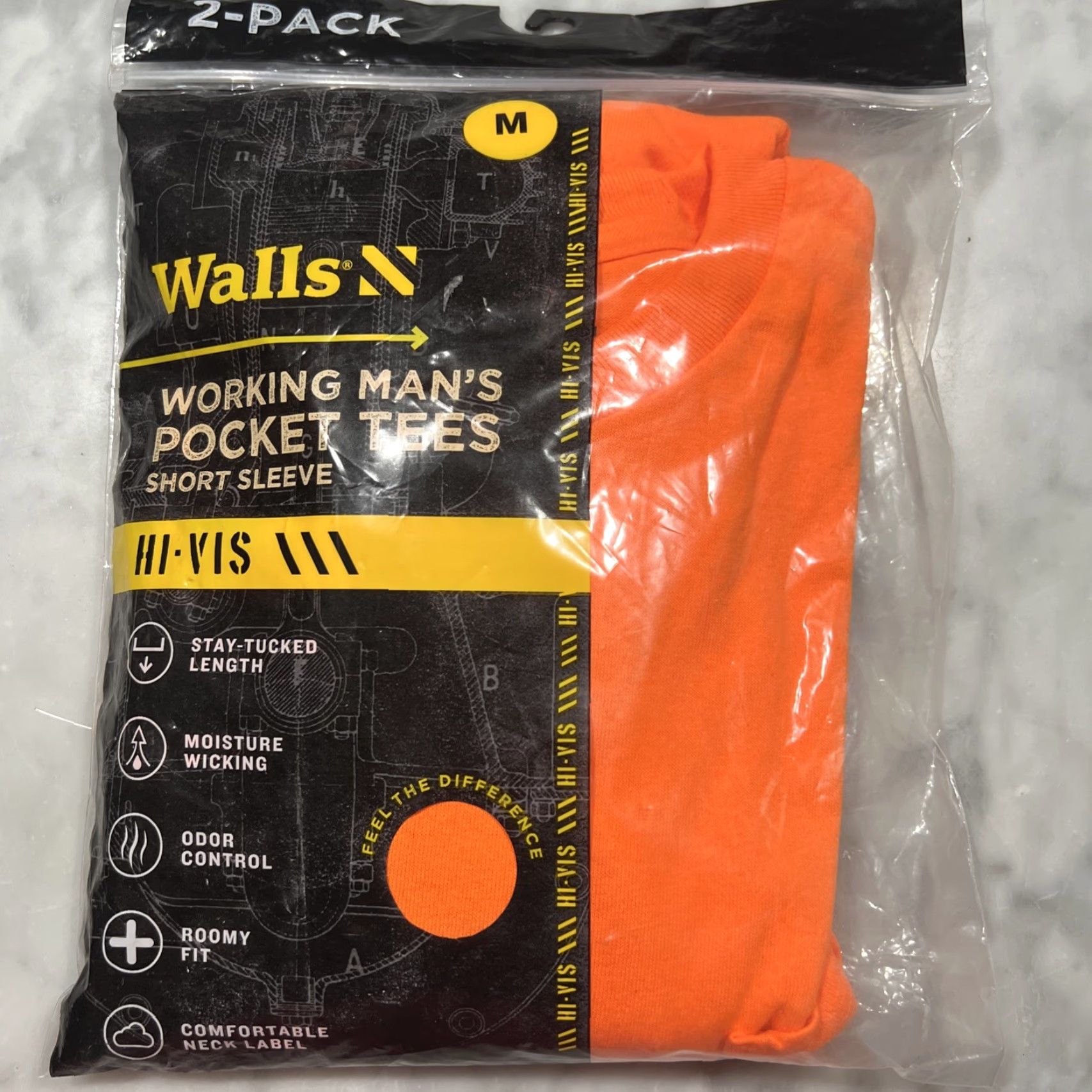 Walls Walls T Shirts Men's M Short Sleeve Working Pocket Hi- Visible Orange Wicking Size US M / EU 48-50 / 2 - 2 Thumbnail