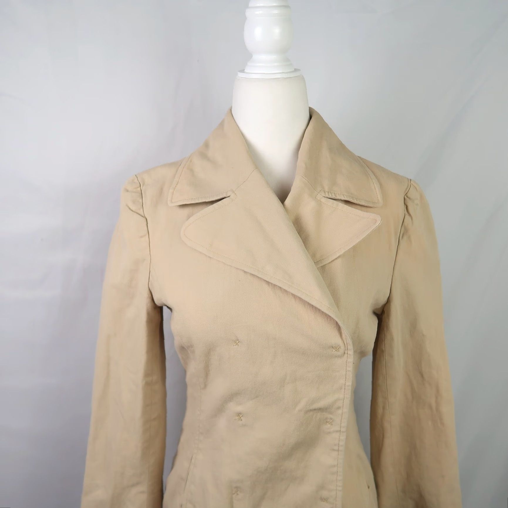 Guess VINTAGE Guess Khaki Tan Double Breasted Jacket S Mens/Adults, Cotton, 90s, Casual, Regular Fit, 25" Length Size S / US 4 / IT 40 - 2 Thumbnail
