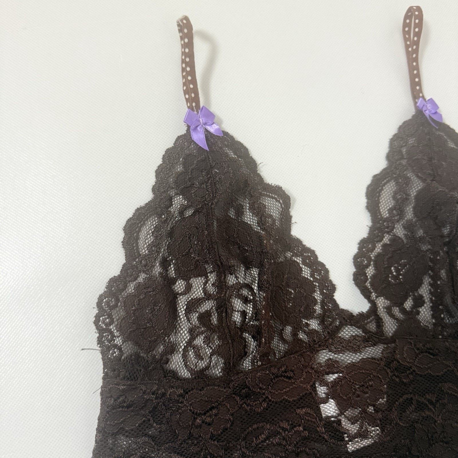 Other Foxers Cami Bralette Brown Floral embroidery Lace Camisole Size ONE SIZE - 3 Thumbnail