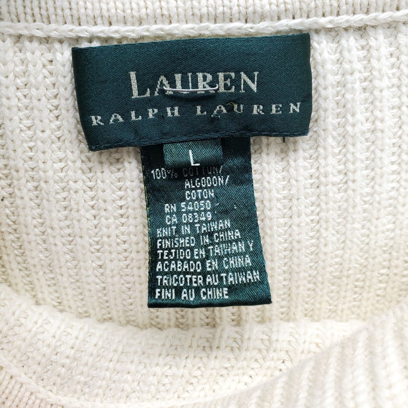 Ralph Lauren Lauren Ralph Lauren Sweater Womens L Tan Chunky-Knit Split Cowl Neck 1/4 Button Size L / US 10 / IT 46 - 6 Thumbnail