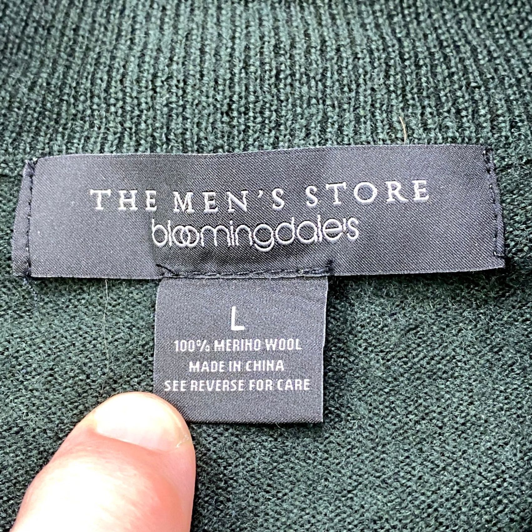 Vintage The Mens Store Bloomingdales Sweater L Green Merino Wool Quarter Zip Pullover Size US L / EU 52-54 / 3 - 2 Thumbnail