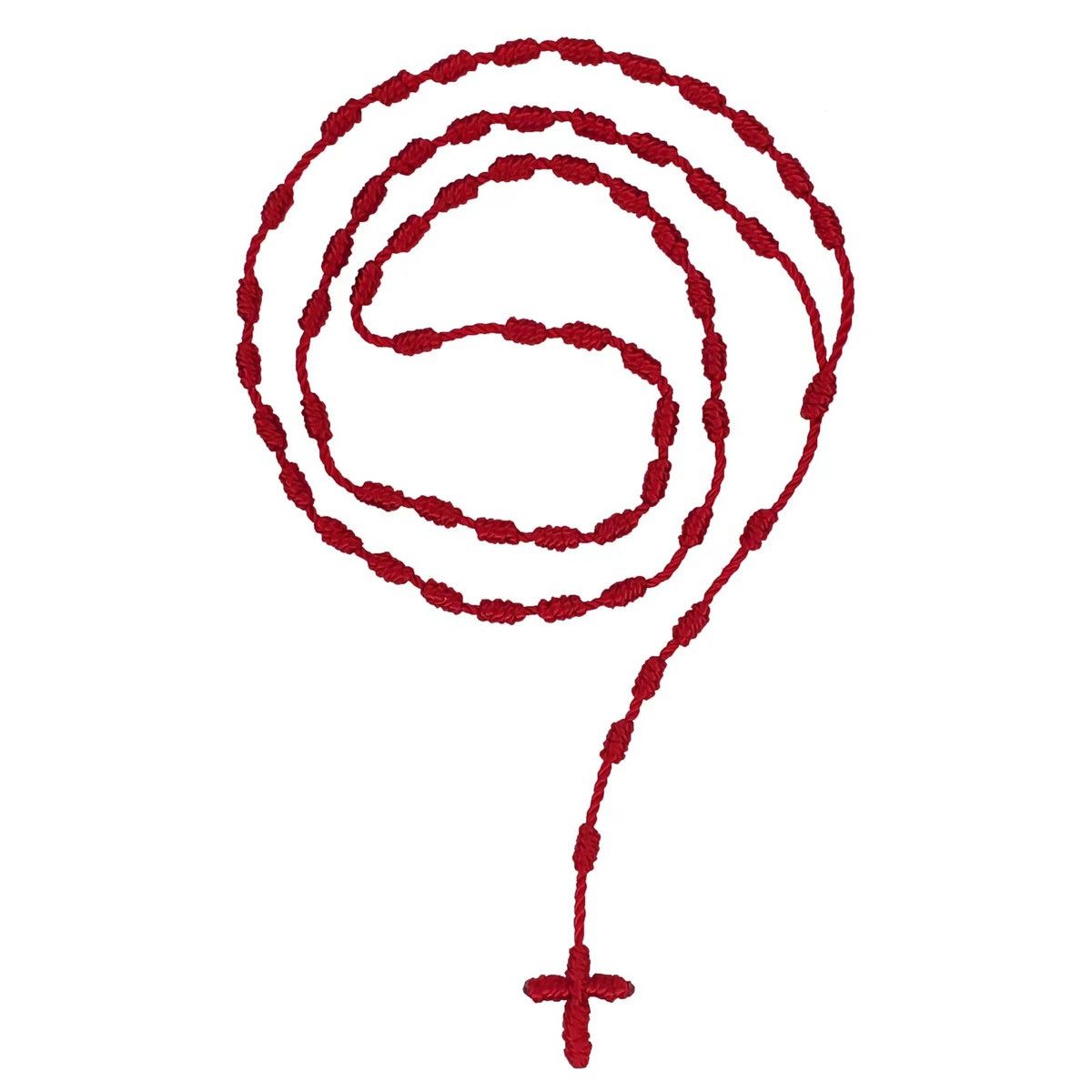 Designer × Jewelry × Vintage Handmade Knotted rosary with Cross Charm Red Necklace Size ONE SIZE - 1 Thumbnail