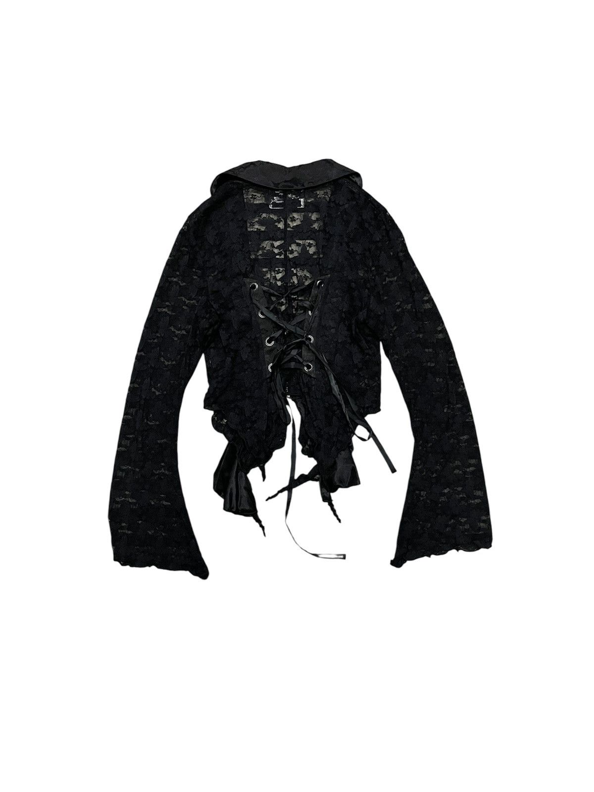 If Six Was Nine 2000s H.NAOTO CROSS CHARM LACE FRILL ZIPPER CARDIGAN RARE Size M / US 6-8 / IT 42-44 - 2 Thumbnail