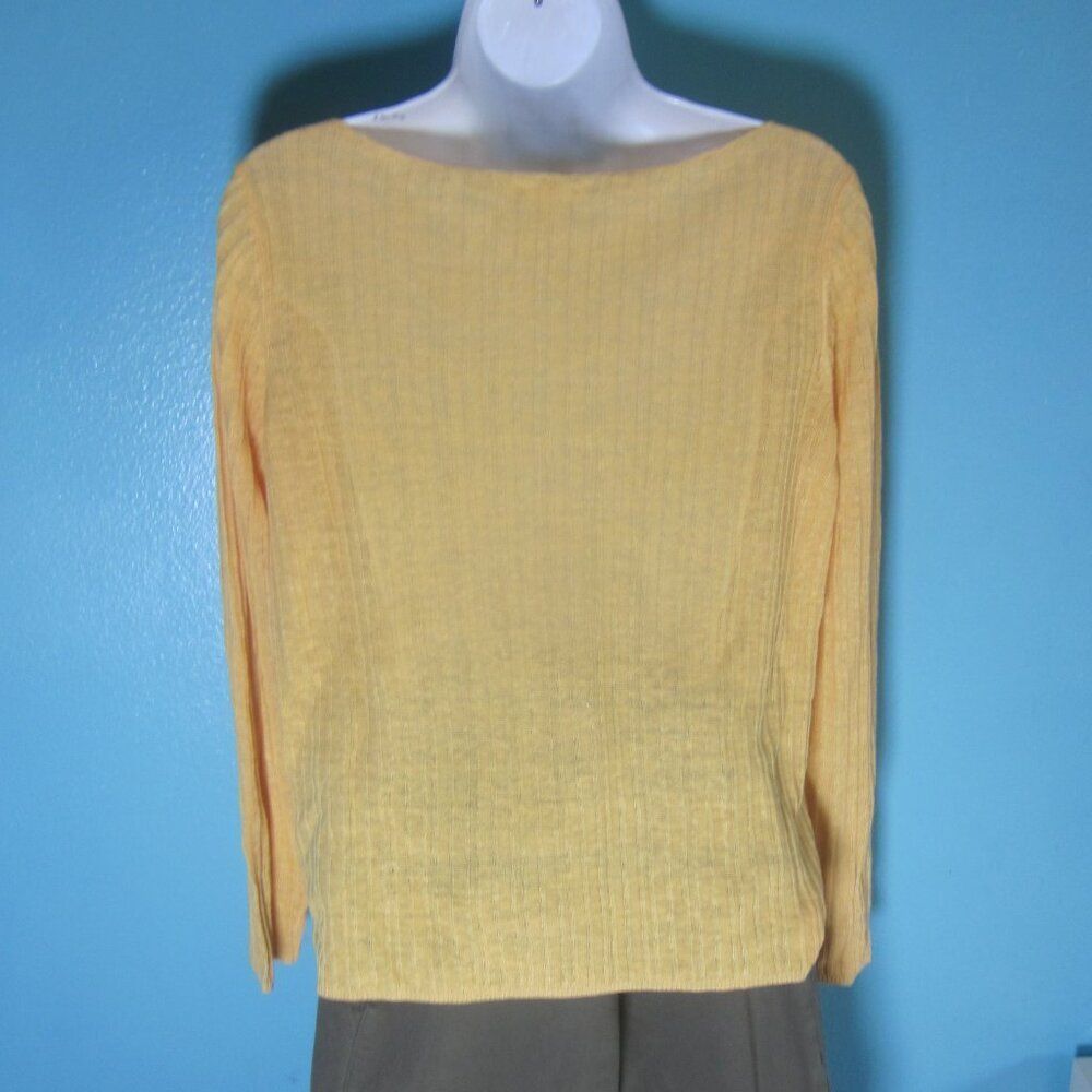Eileen Fisher Eileen Fisher Womens Size M Organic Linen Rib Knit Sweater Orange / Yellow Size M / US 6-8 / IT 42-44 - 9 Thumbnail